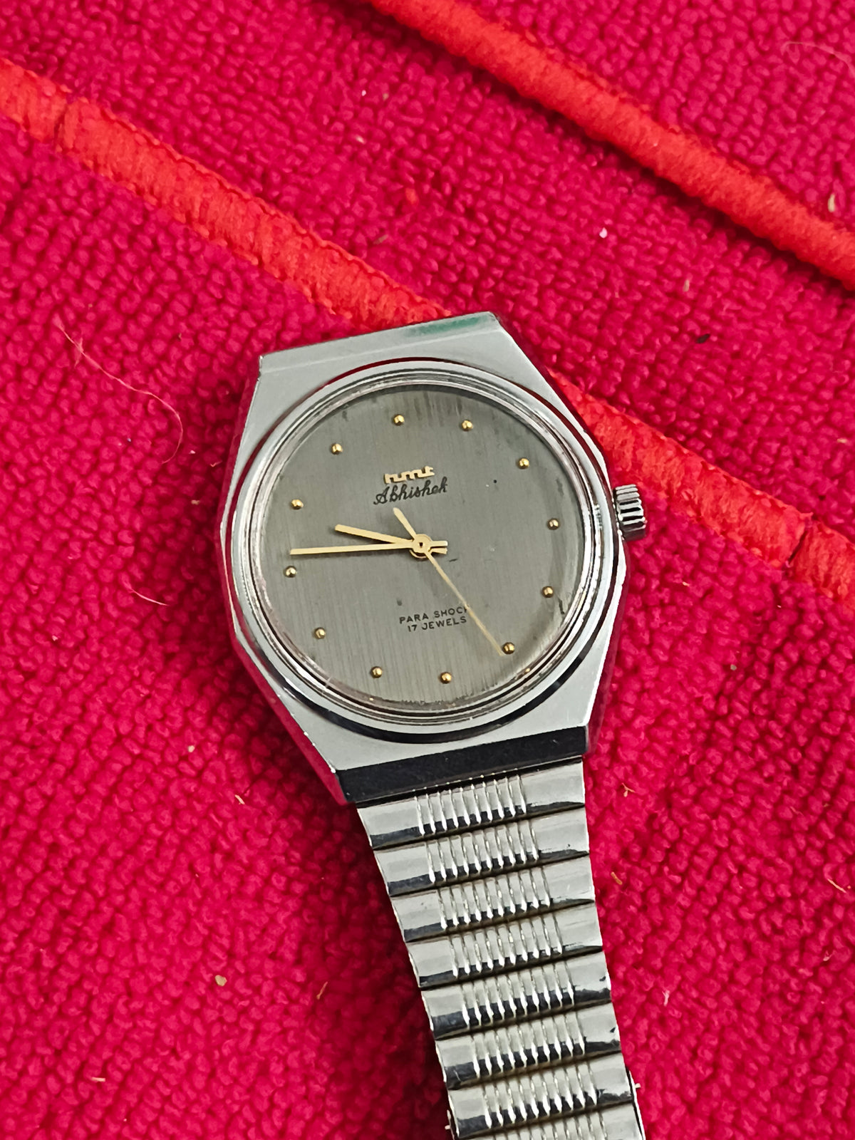 HMT Abhishek Hand-wound Vintage Watch with a Grey Vertical Stripes Dial