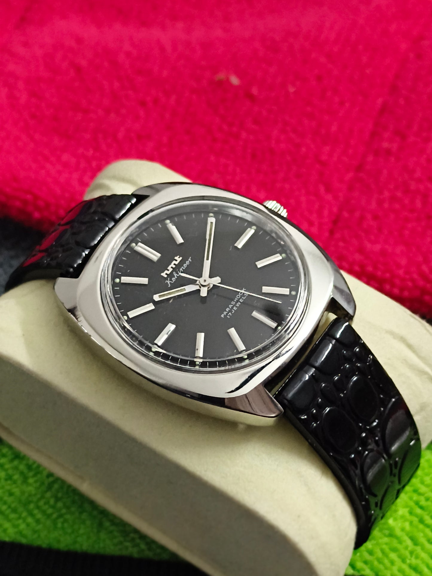HMT Kohinoor Mechanical Hand-wound Watch with a Black Dial