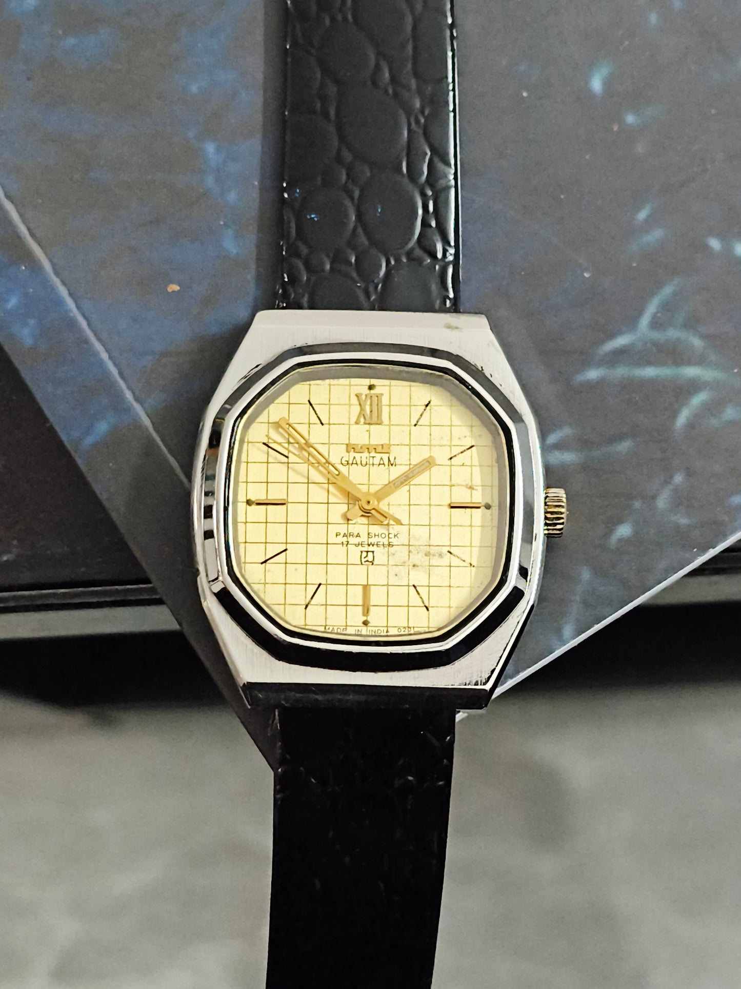 HMT Gautam Hand-wound Vintage Watch with a Gold-toned Graph Dial