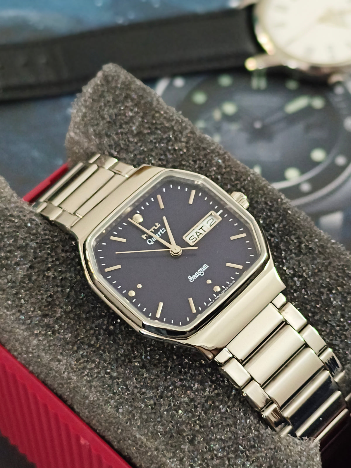 HMT Sangam Quartz Watch with a Dark Blue Dial