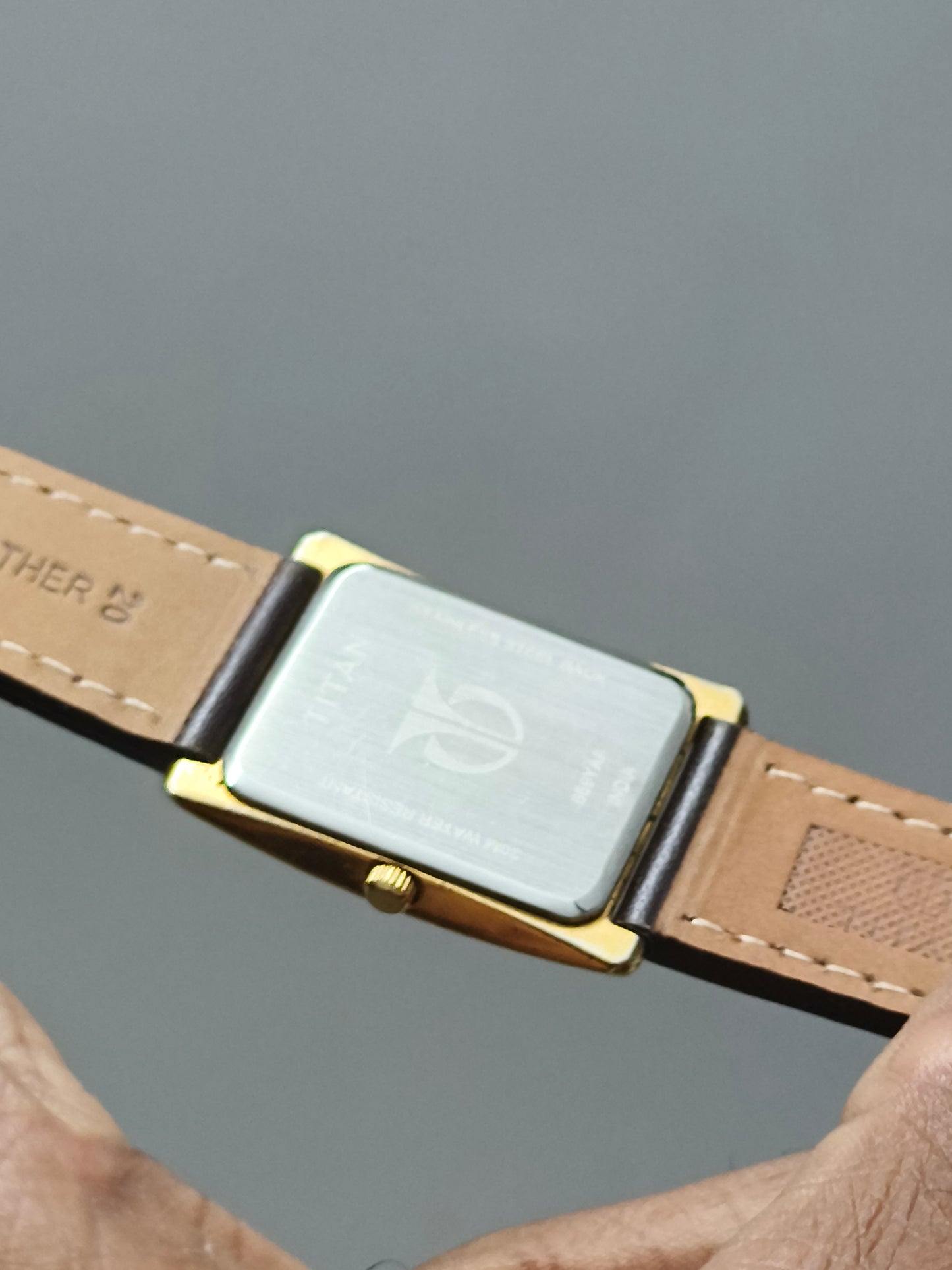 Titan Classique Gold-toned Tank Quartz Watch