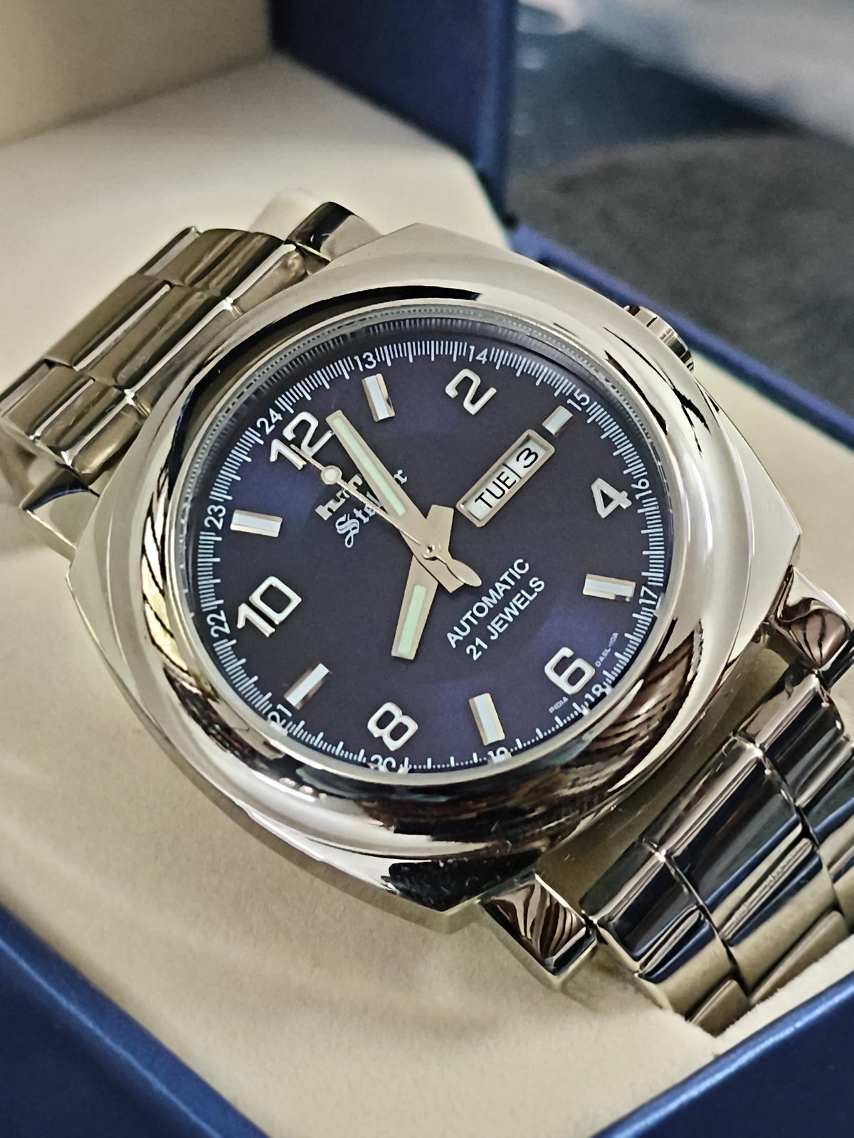 HMT Stellar Automatic 45mm Watch with a Black Dial, NOS