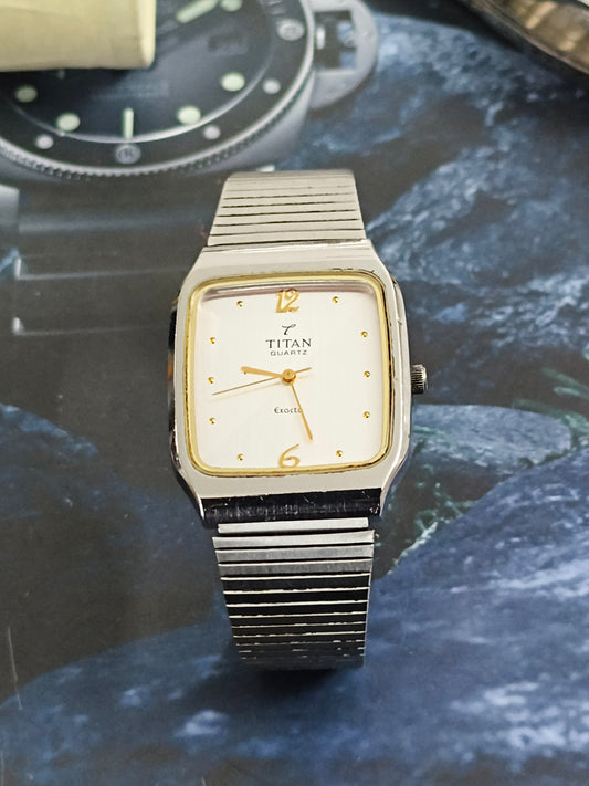 Titan “Tank Style” Pre-loved Quartz Watch with a Silver-toned Dial