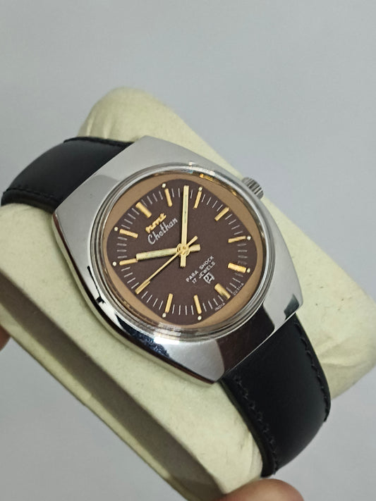 HMT Chethan Hand-Wound Watch with Brown Dial