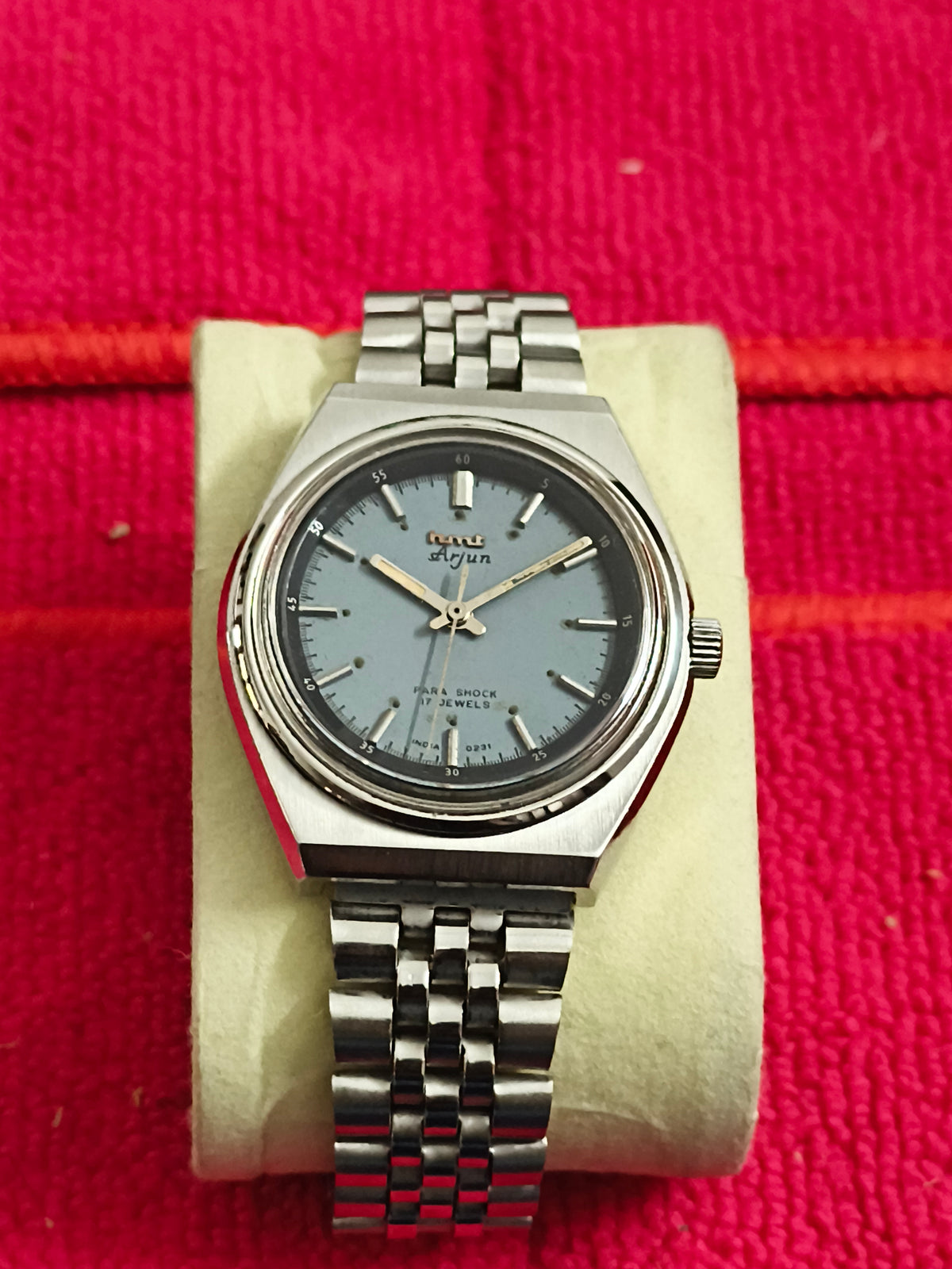 HMT Arjun Hand-wound Vintage Watch with a Blue Matte Dial