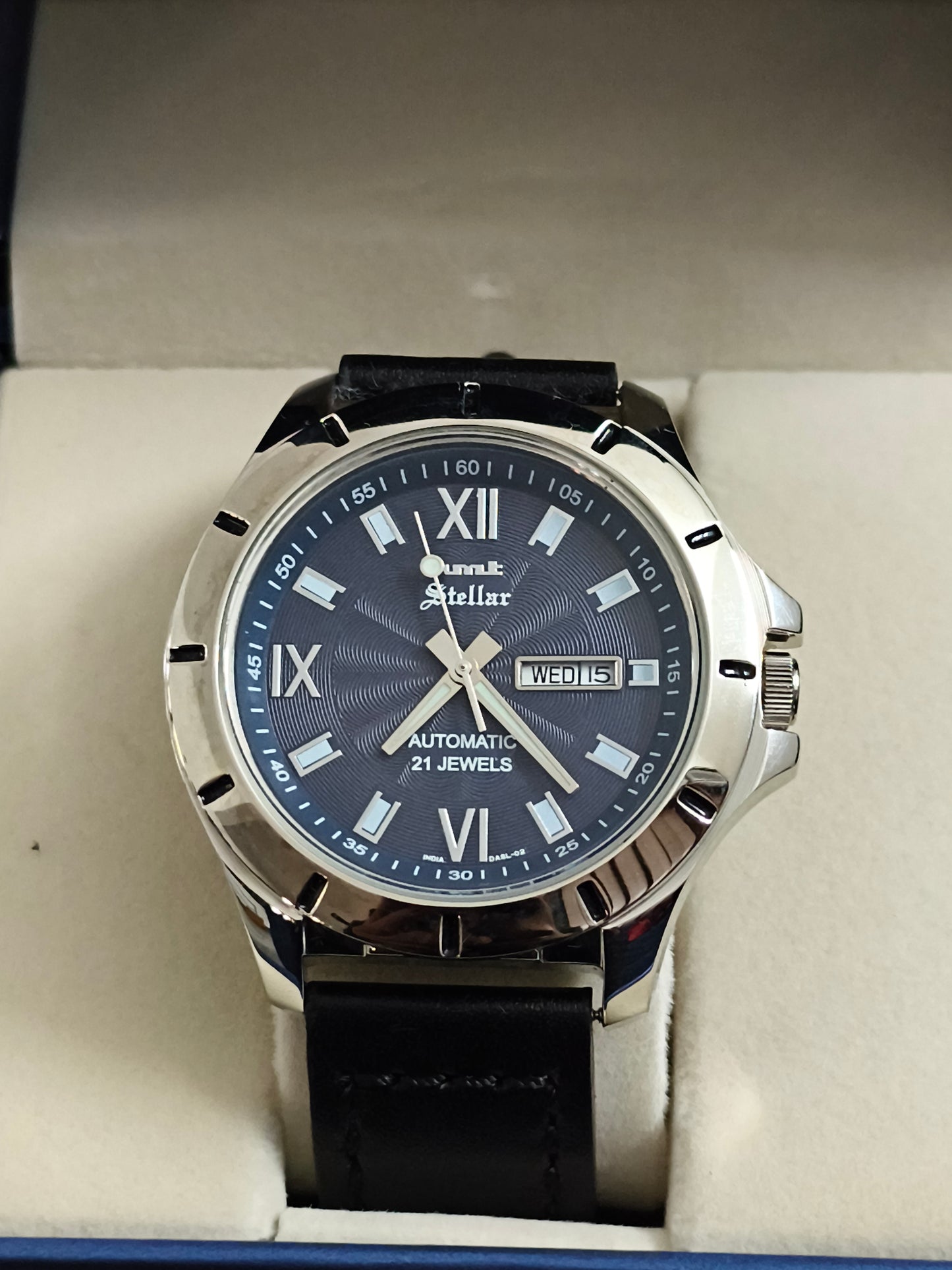 HMT Stellar Automatic 45mm Watch with a Blue/Black “Roman” Dial