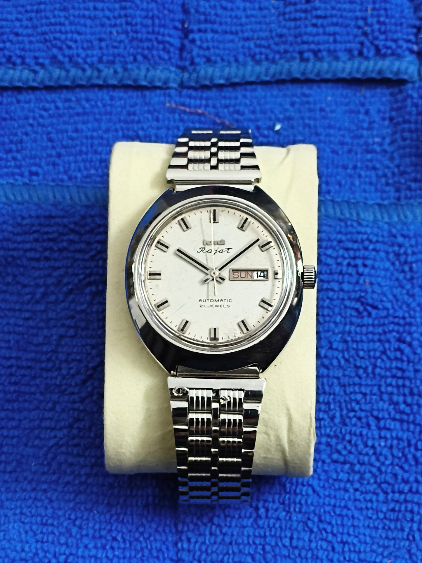 HMT Rajat Automatic Vintage Watch with Silver-toned Patina Dial