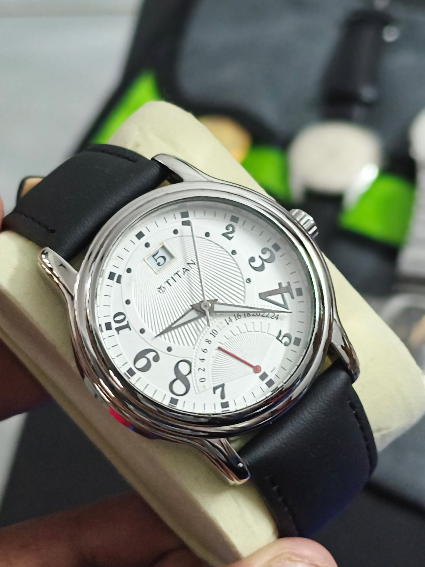 Titan Men’s Quartz Watch with Date and 24-H Retrograde Functions