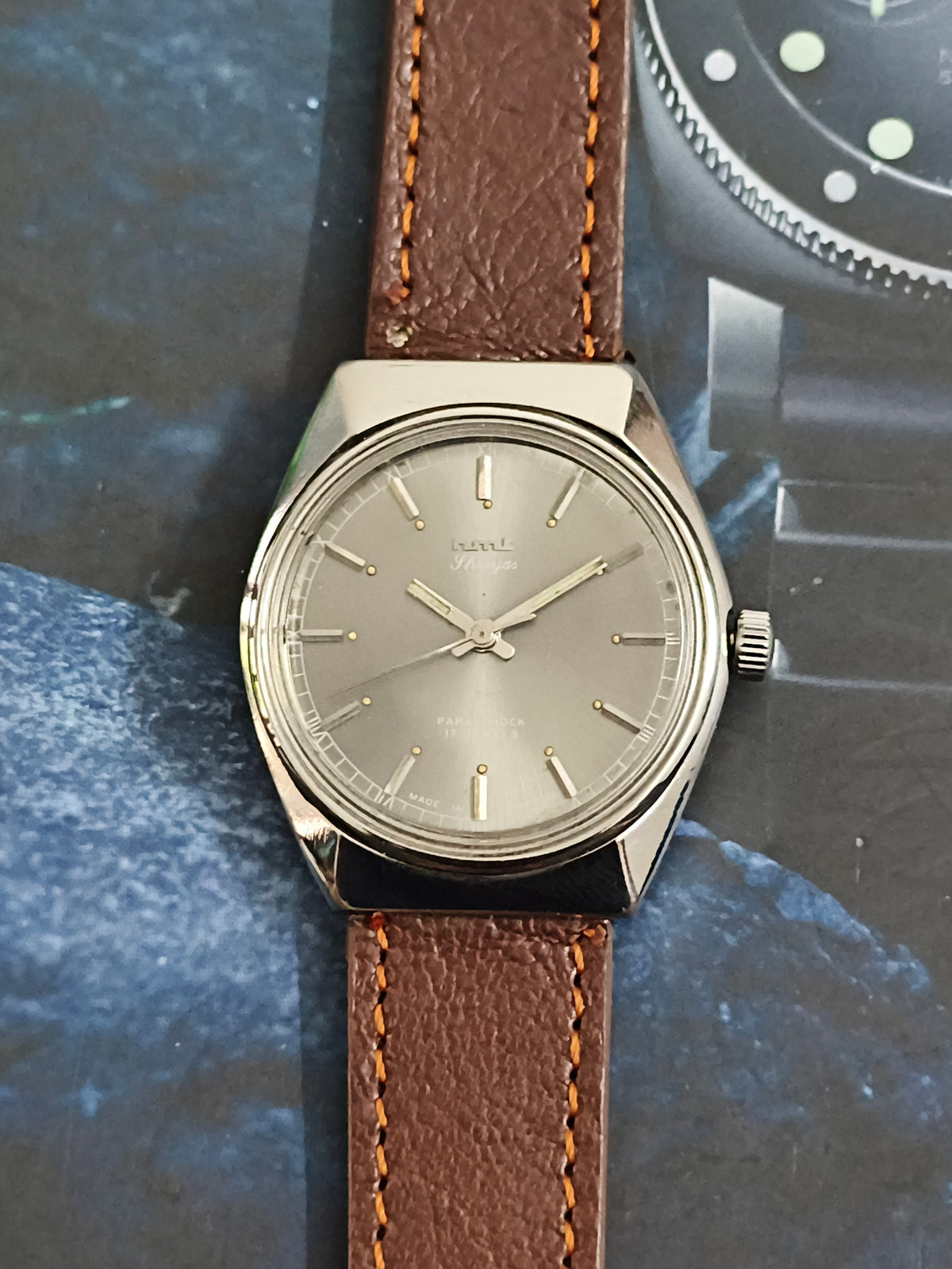 HMT Shreyas Hand-wound Vintage Watch with a Grey Dial