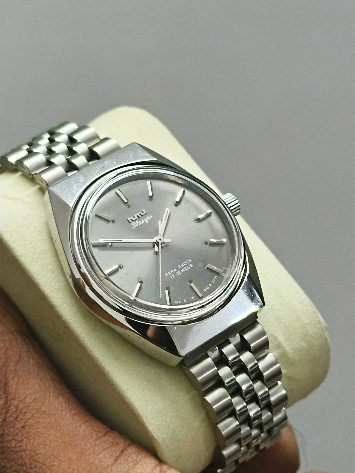 HMT Shreyas Mechanical Hand-wound Watch with Grey Dial