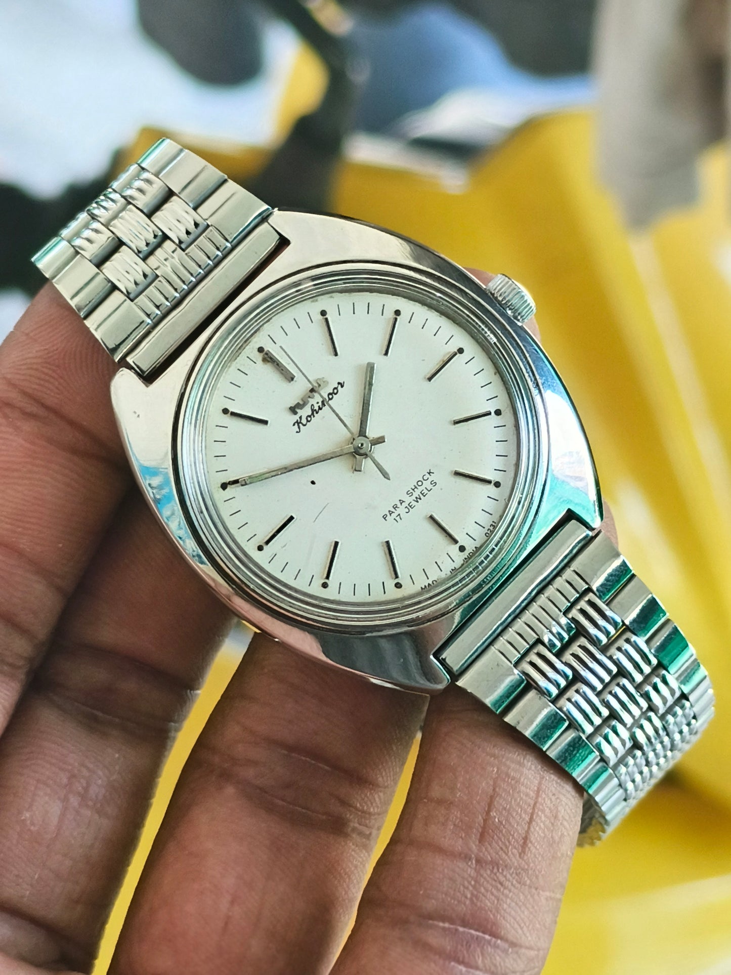 HMT Kohinoor Mechanical Hand-Wound Vintage Watch with a White Dial