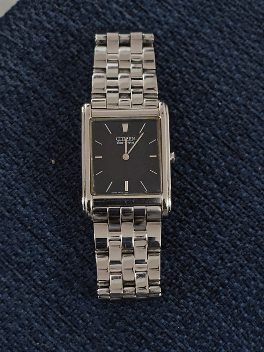 Citizen “Tank Style” Eco-Drive Quartz Watch with a Black Dial