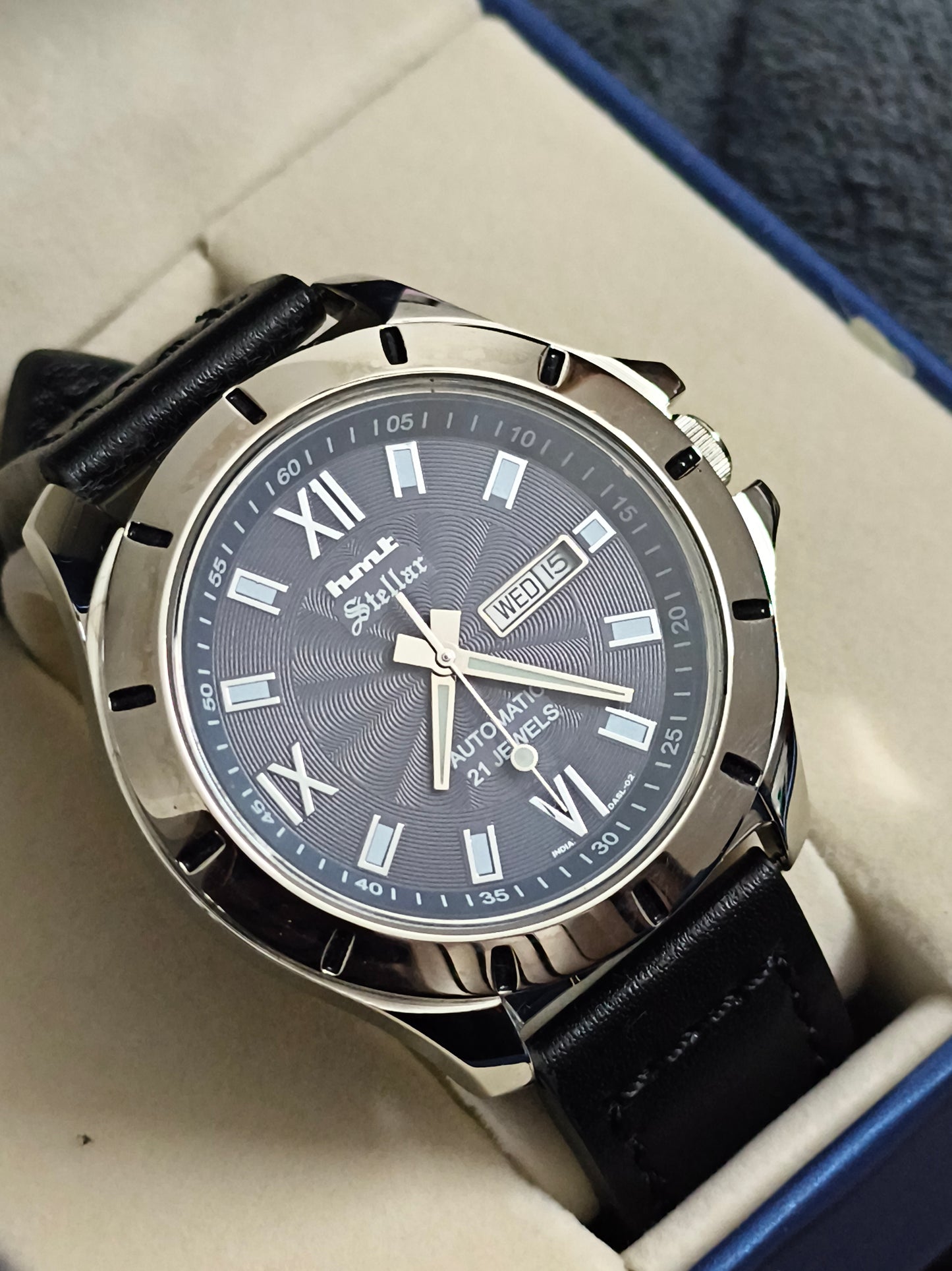 HMT Stellar Automatic 45mm Watch with a Blue/Black “Roman” Dial