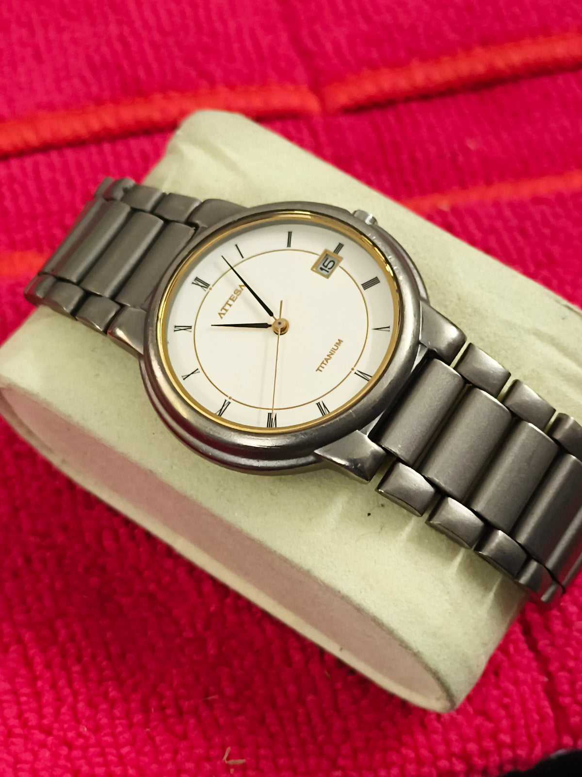 Citizen Attesa Titanium Quartz Watch with a Cream Dial