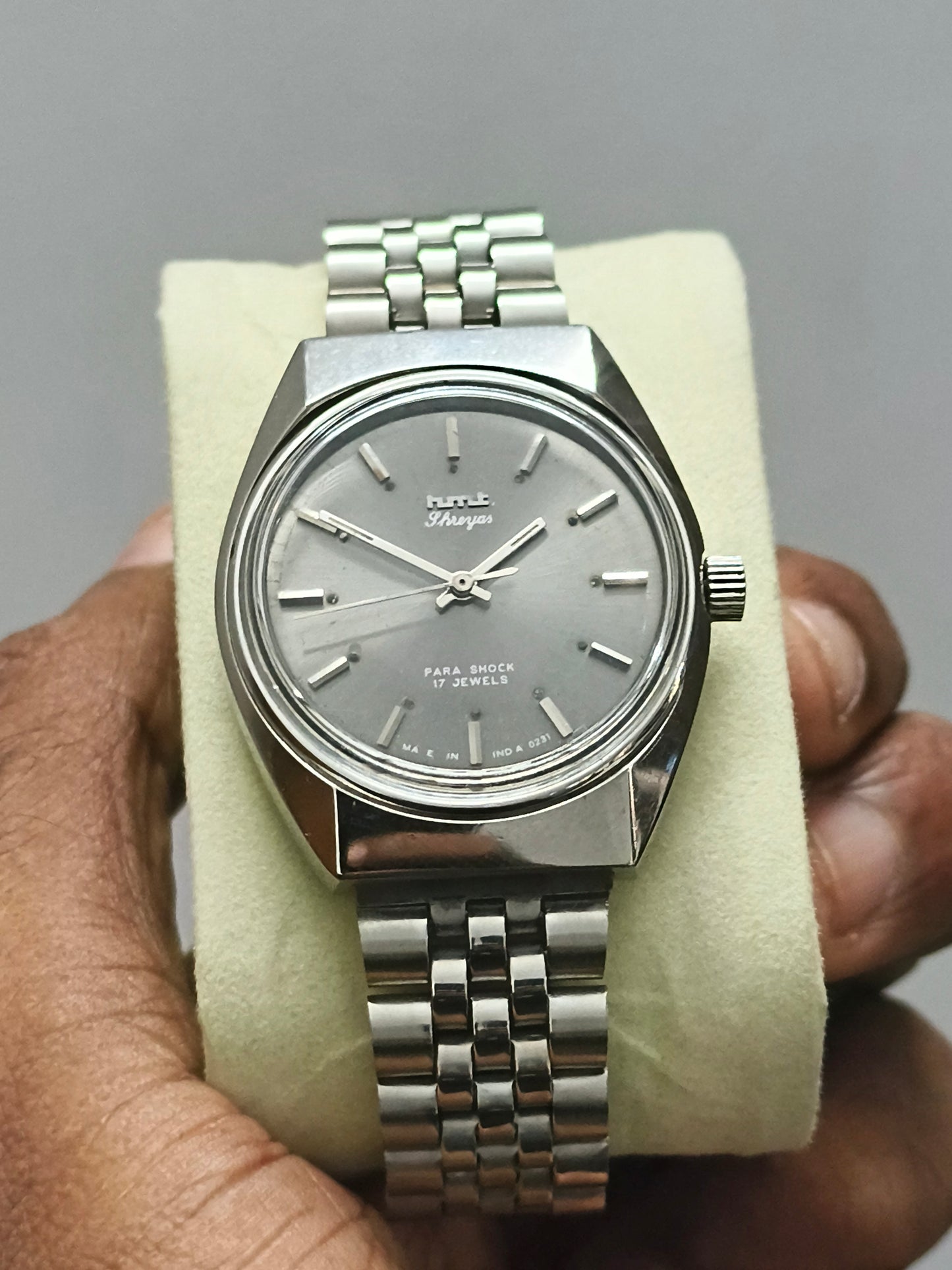 HMT Shreyas Mechanical Hand-wound Watch with Grey Dial