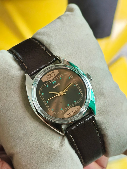 Hmt janata deluxe chocolate brown dial mechanical watch (super rare)