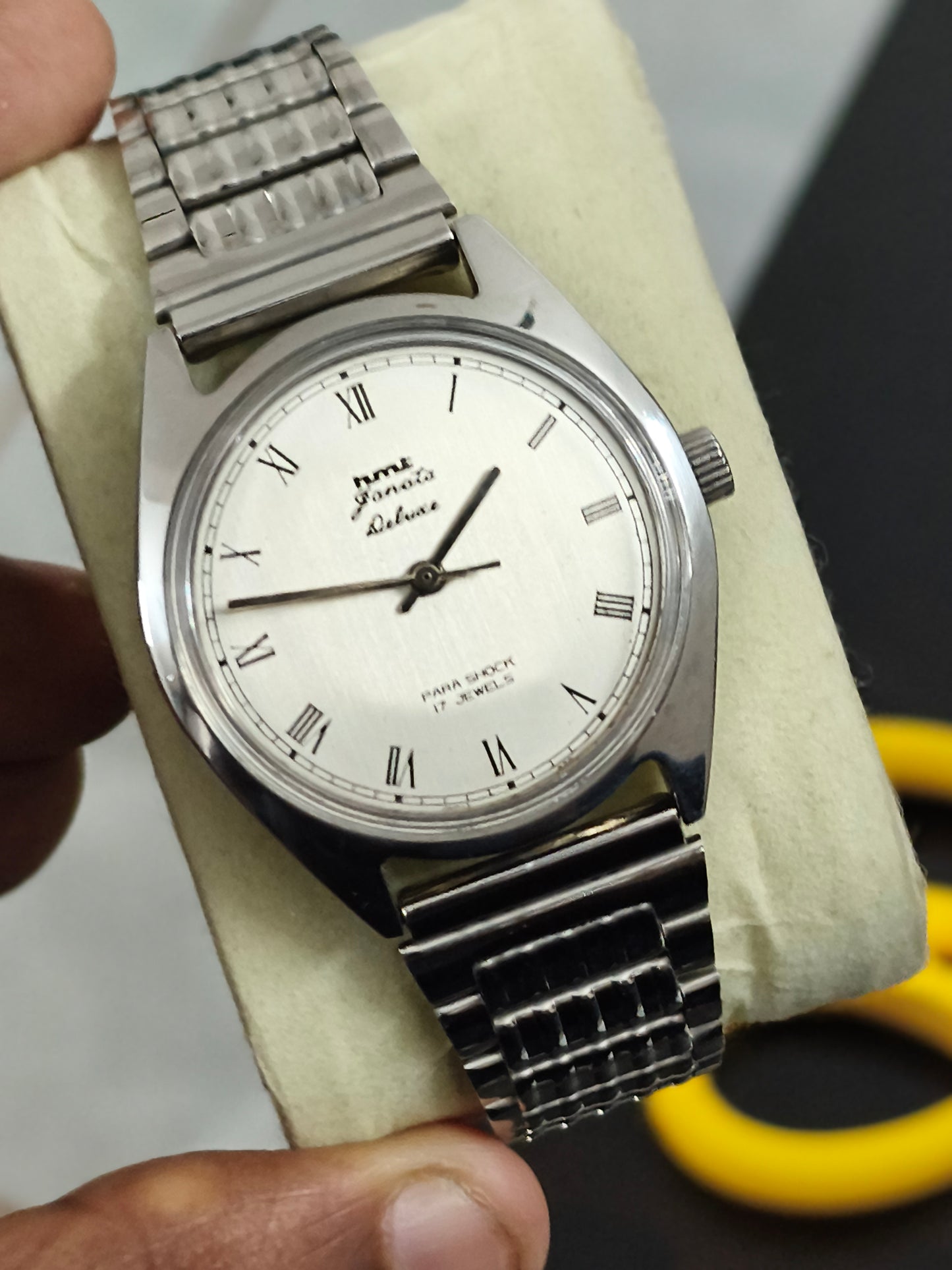 HMT Janata Deluxe Hand-wound Watch with Silver Brushed Dial