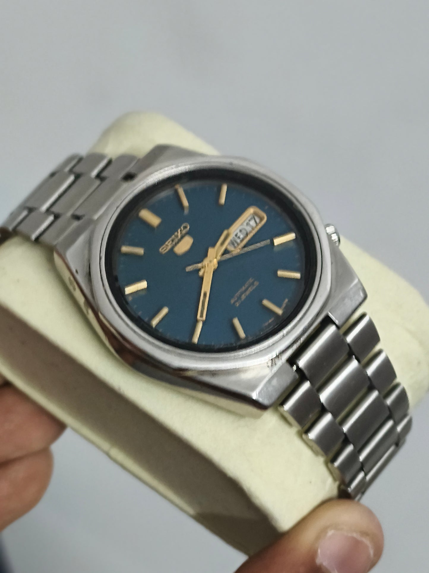 Seiko 5 Automatic Watch with Royal Oak Inspired Case and Dark French Blue Dial