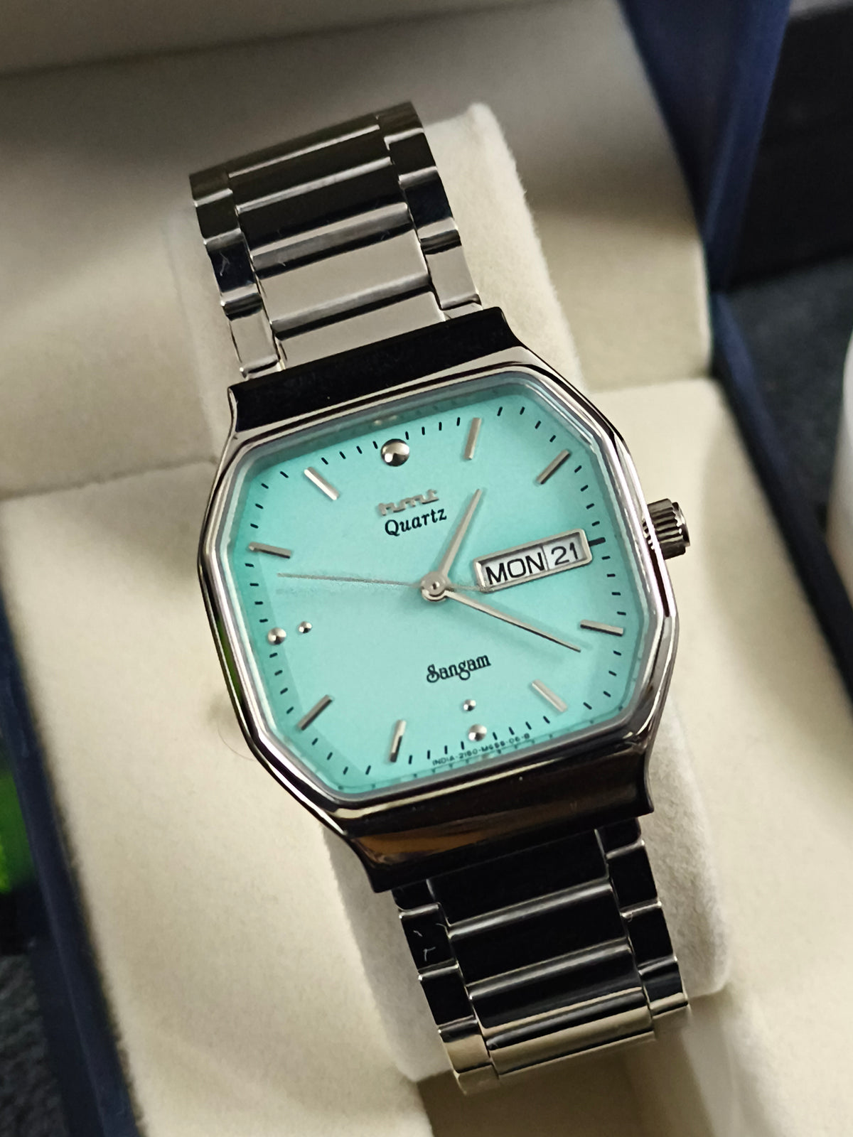 HMT Sangam Quartz Watch with a Tiffany Blue Dial