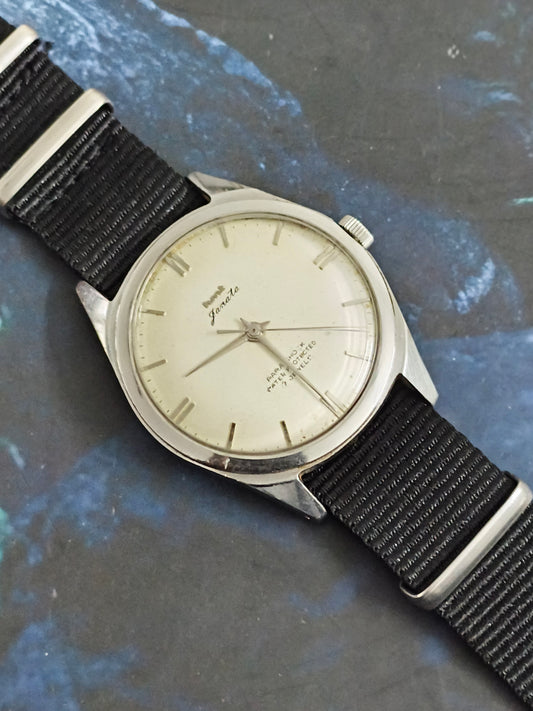 HMT Janata Hand-wound Vintage Watch with a White “Double Indices” Dial and Black NATO Strap