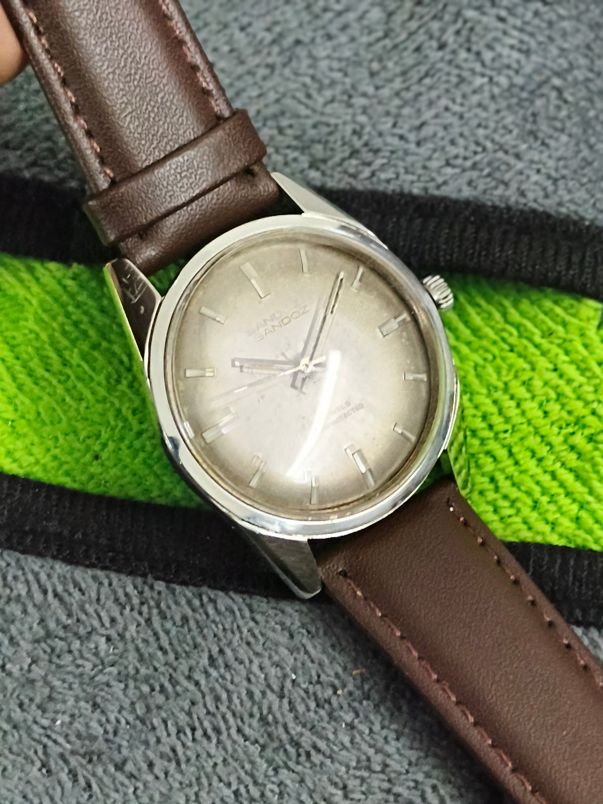 Sandoz Vintage Manual Winding watch with a Grey Dial