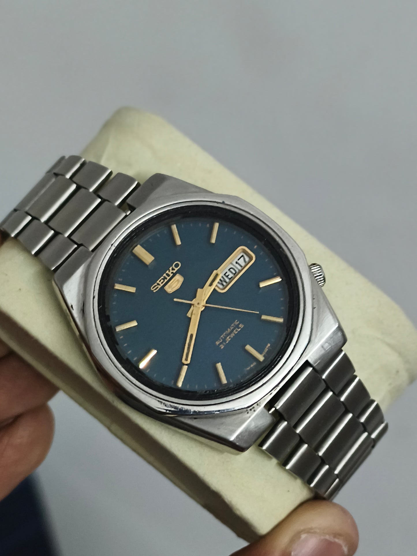 Seiko 5 Automatic Watch with Royal Oak Inspired Case and Dark French Blue Dial