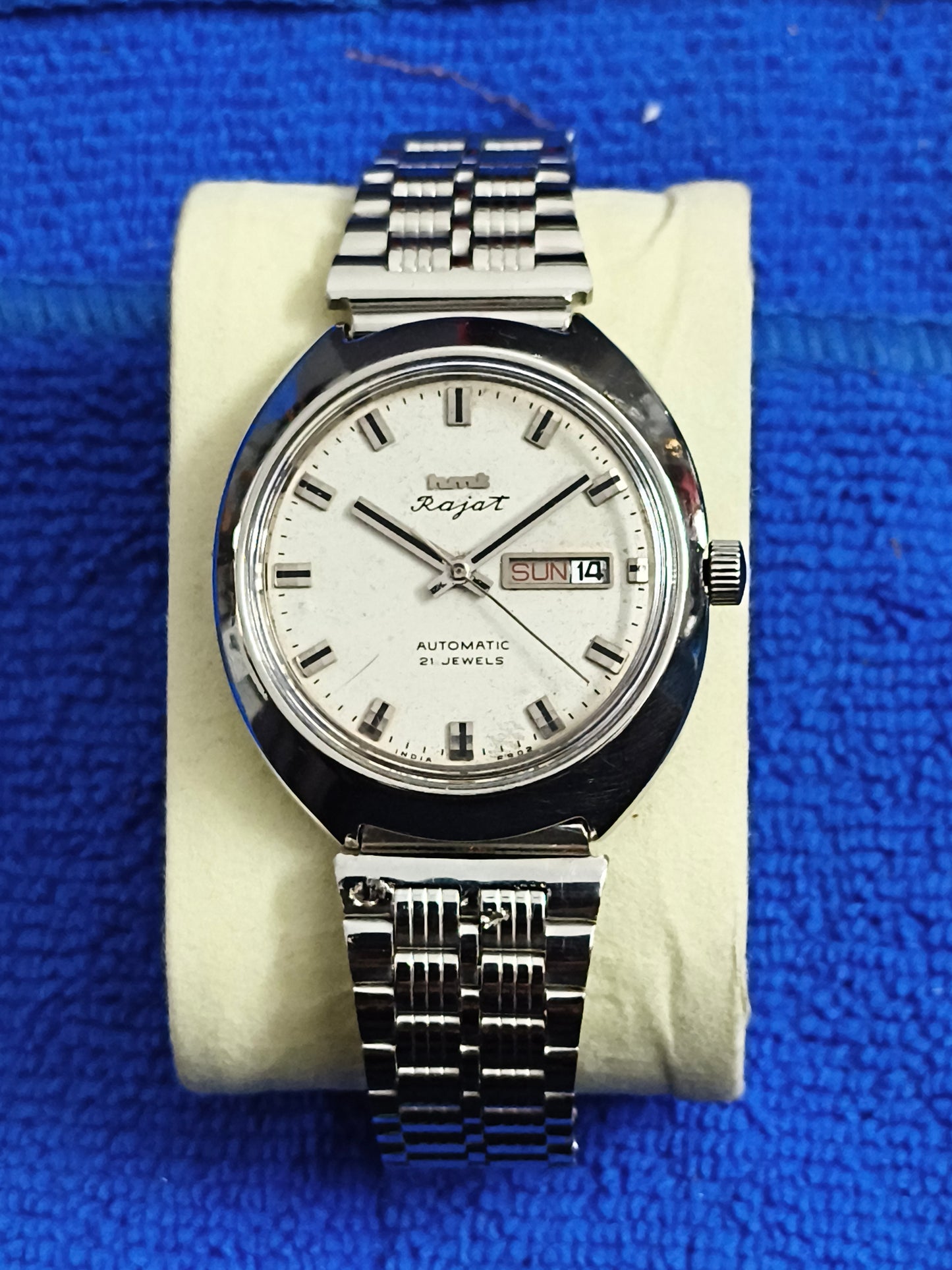 HMT Rajat Automatic Vintage Watch with Silver-toned Patina Dial