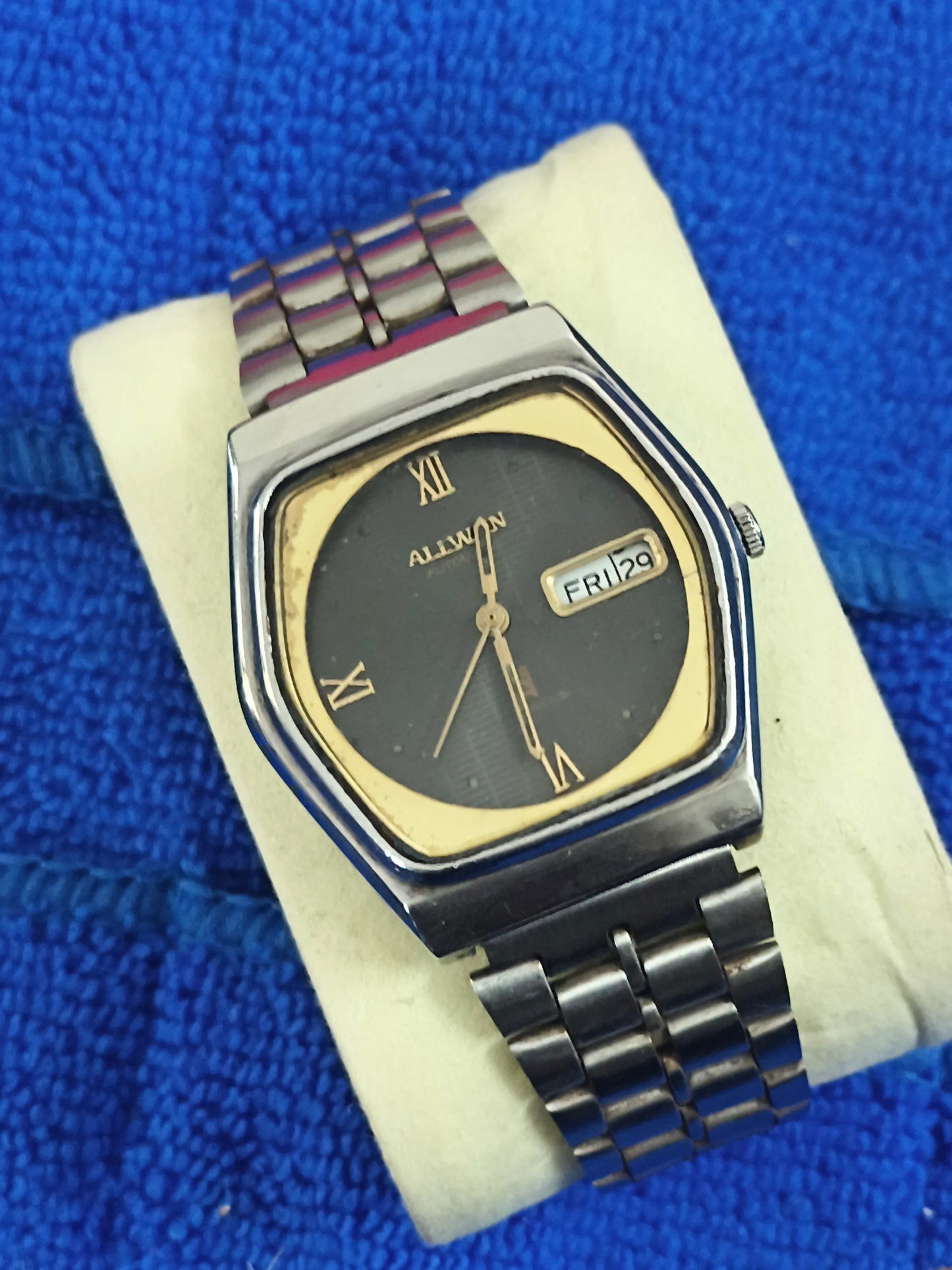 Allwyn Vintage Automatic Day Date Watch with Black Dial