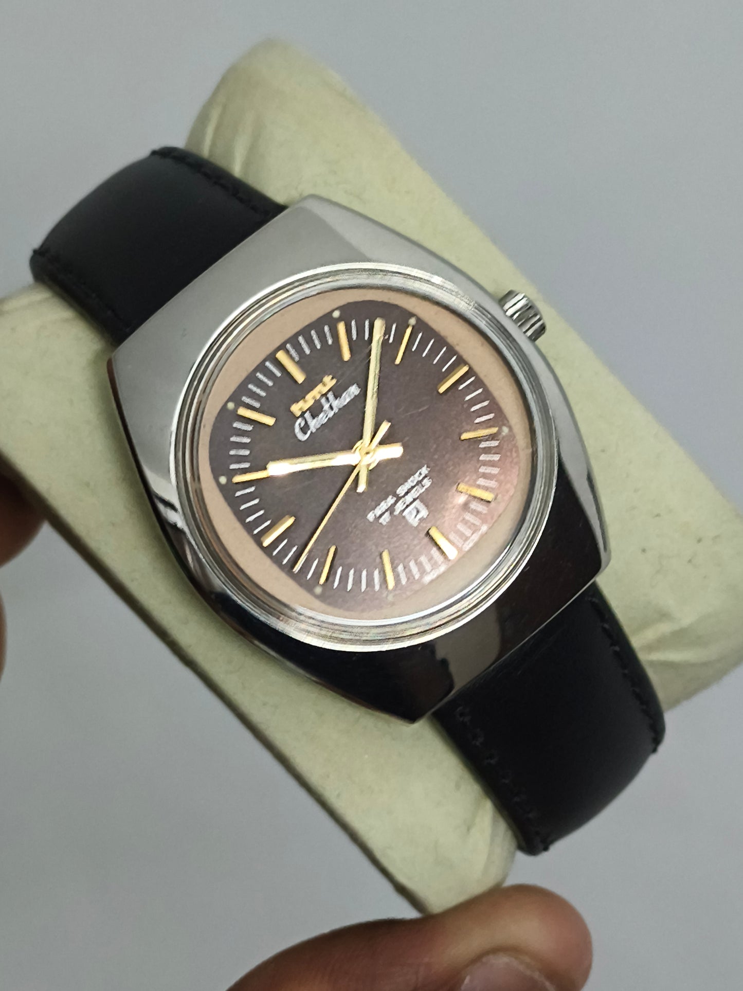 HMT Chethan Hand-Wound Watch with Brown Dial