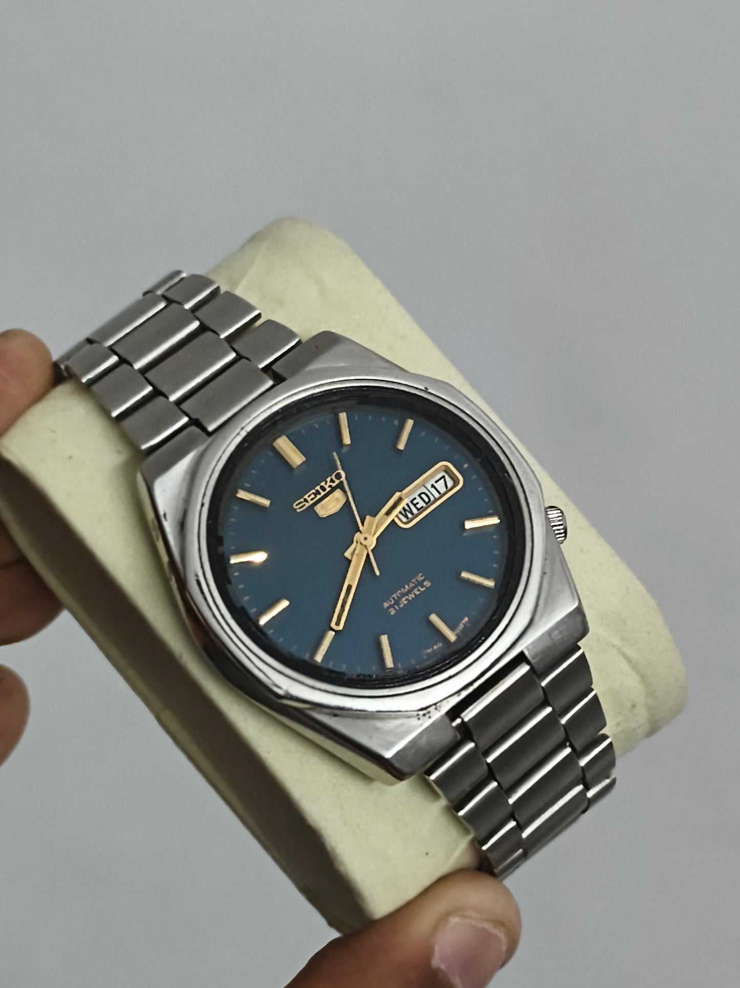 Seiko 5 Automatic Watch with Royal Oak Inspired Case and Dark French Blue Dial