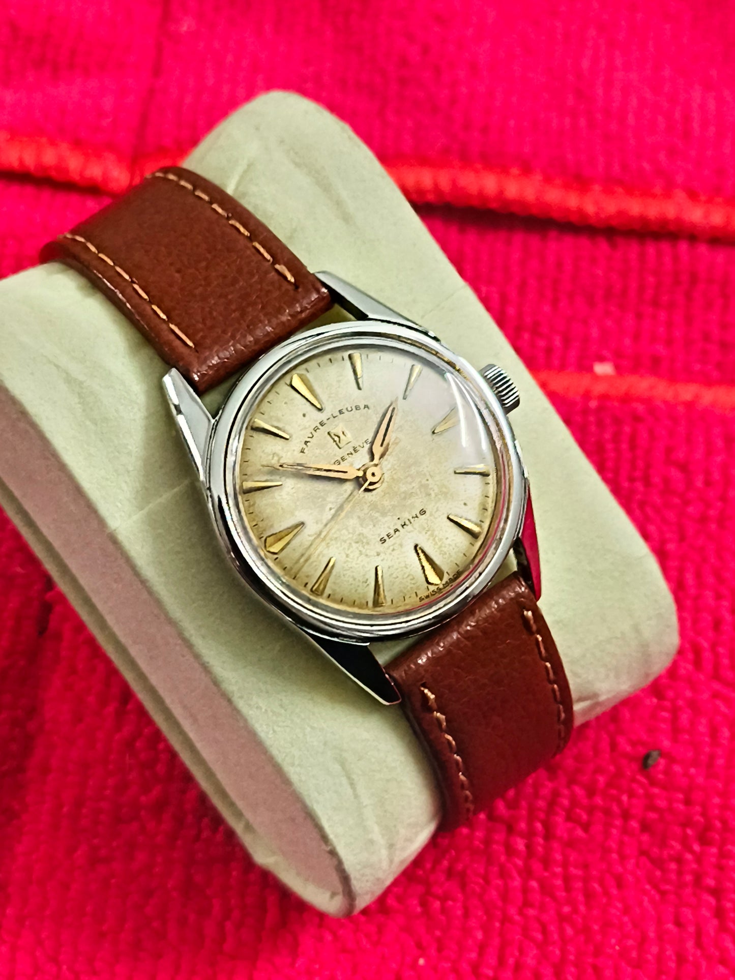 Favre Leuba Vintage Mechanical Sea King Watch 32mm Version with a Patina Dial