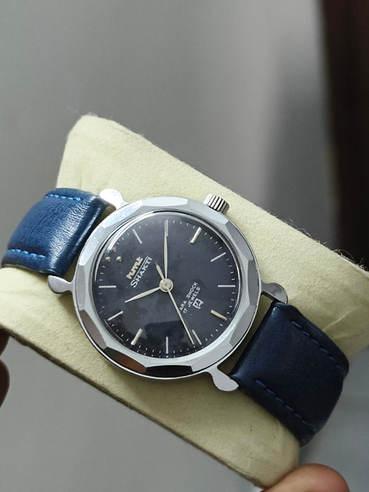 HMT Shakti Hand-wound Mechanical Watch with Facetted Bezel and Teardrop Lugs