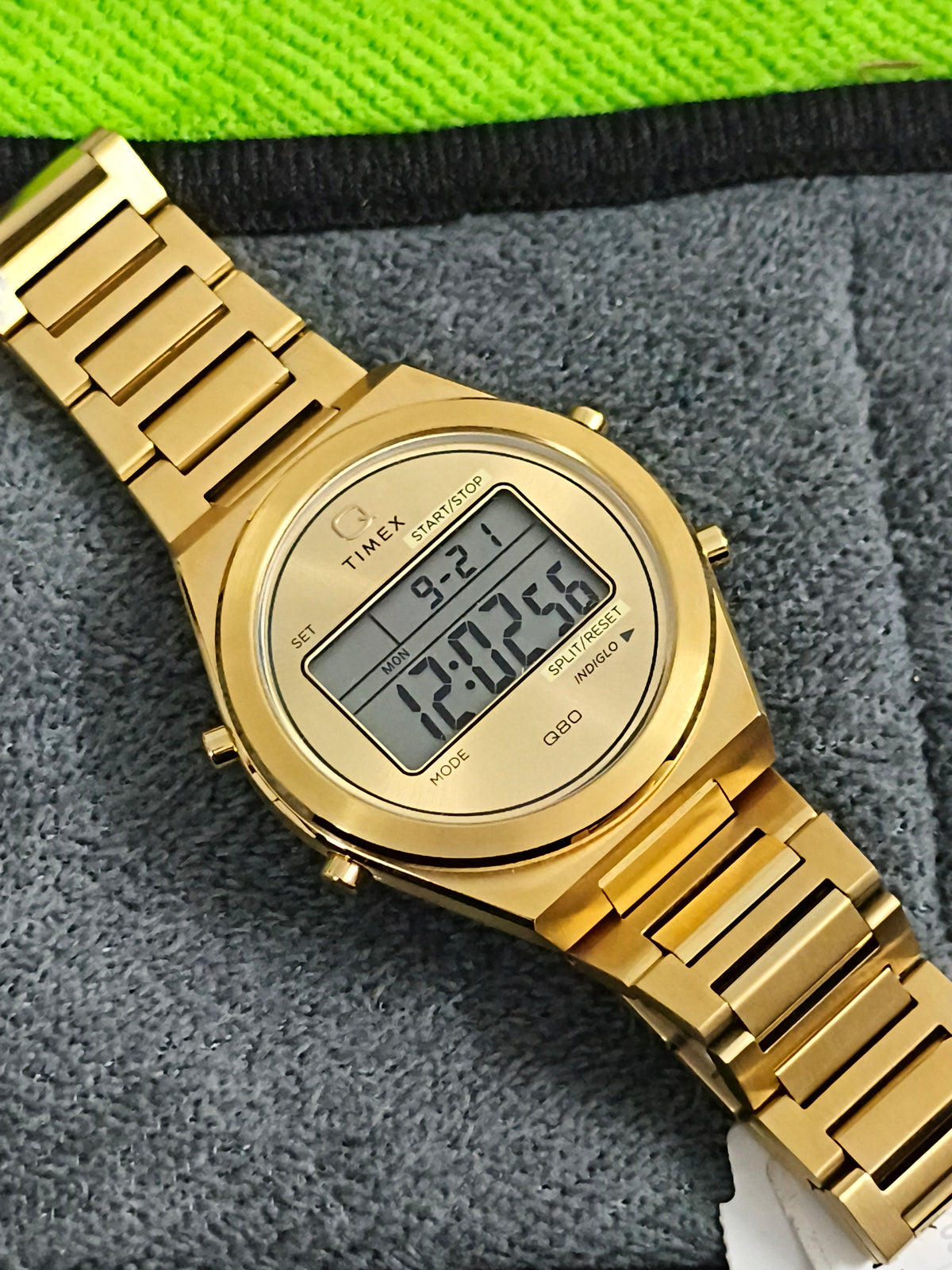 TIMEX Q80 Continental Round 39mm Digital Watch with a Gold-toned Case