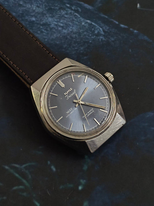 HMT Trisul Hand-wound Watch NGEF Silver Jubilee Edition with a Midnight Blue Sunburst Dial