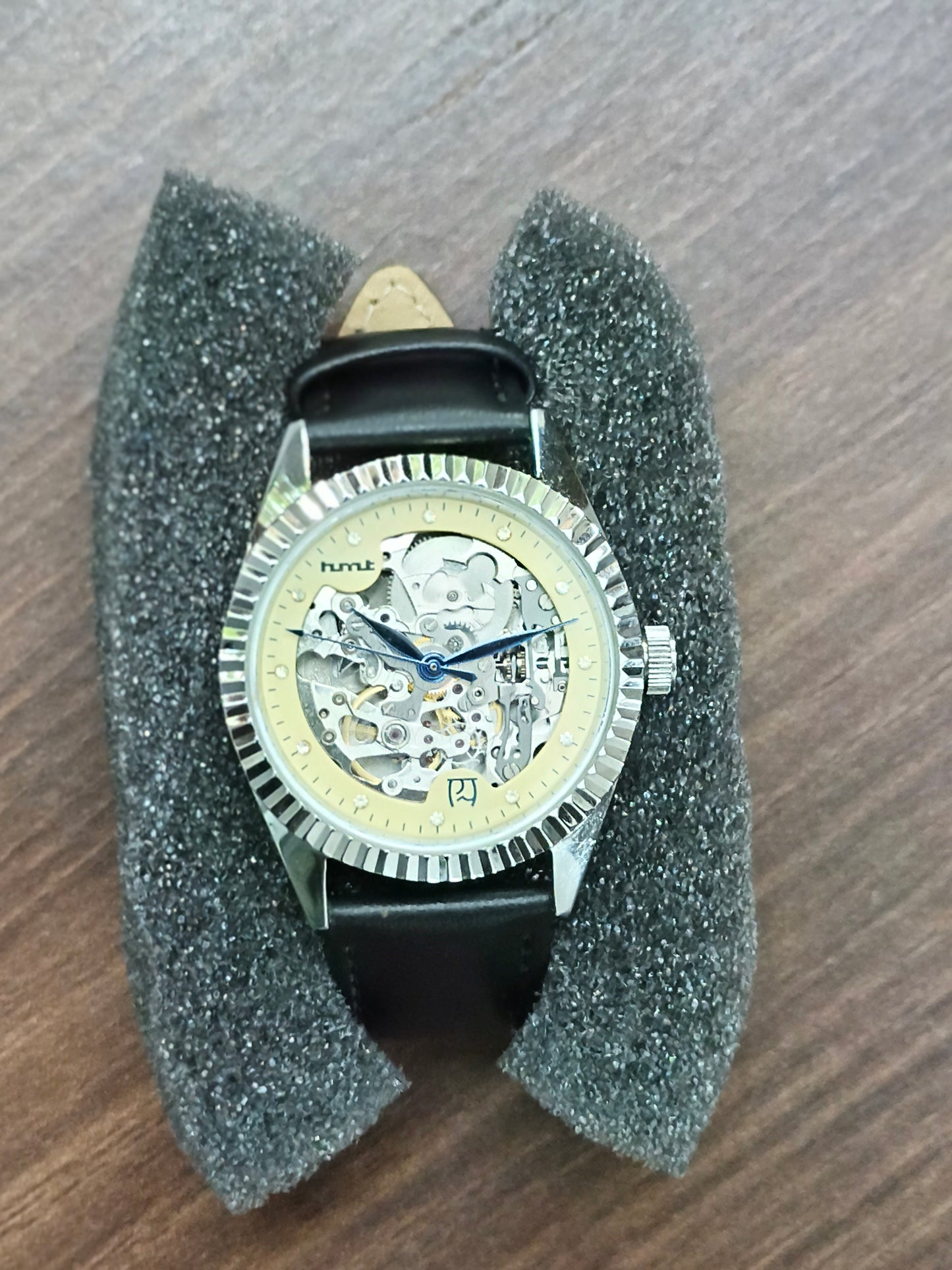 HMT Skeleton Automatic Watch with Fluted Bezel (with original box and papers)