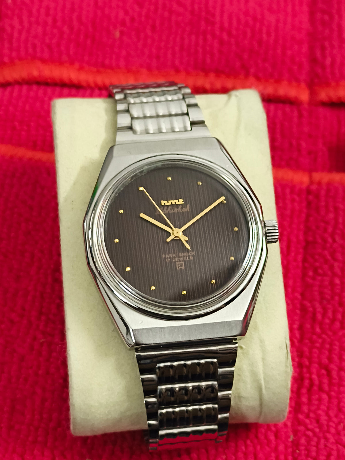 HMT Abhishek Hand-wound Neo-Vintage Watch with a Brown Vertical Pattern Dial