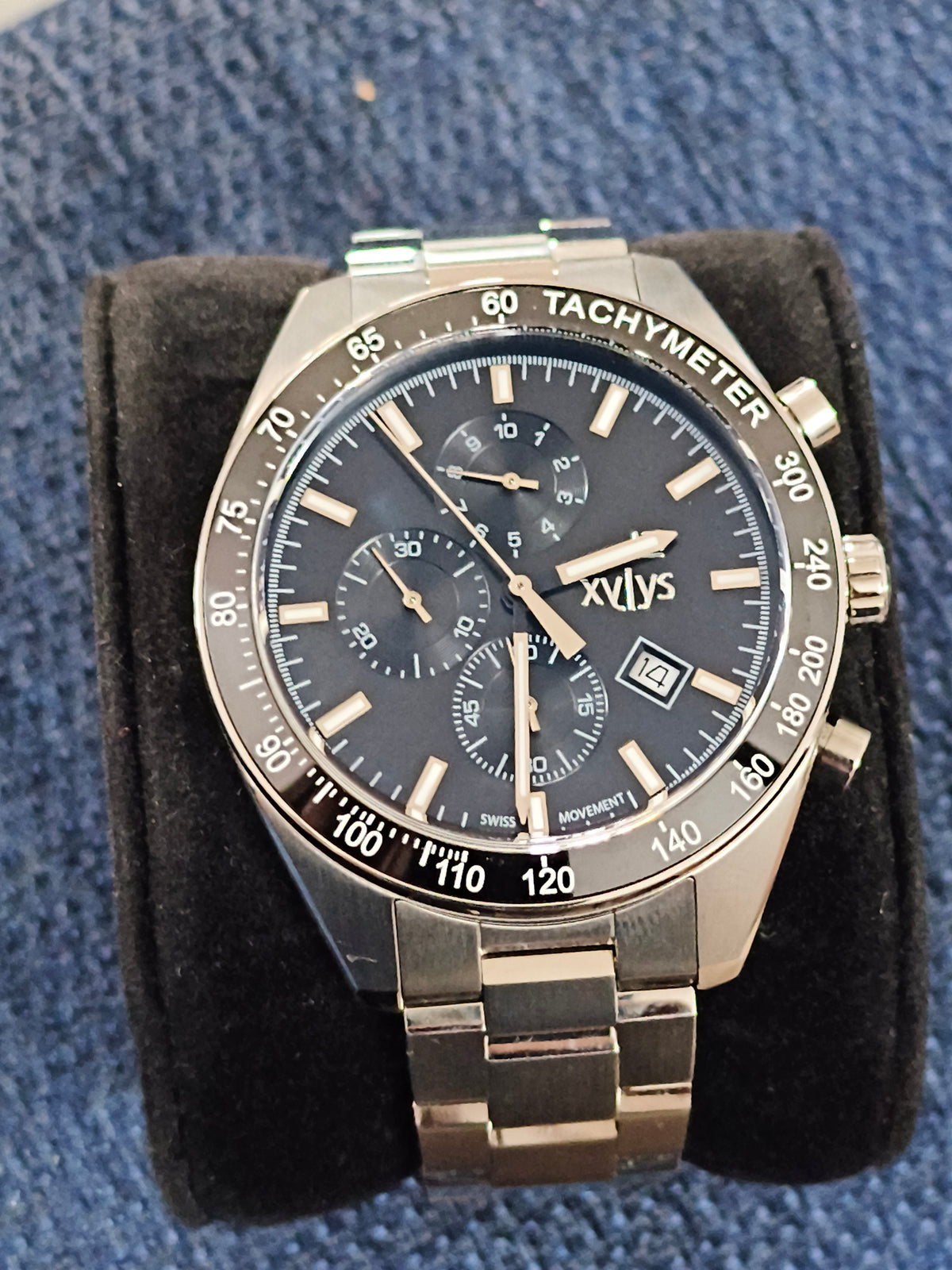 Xylys Chronograph Brand New with Steel Case, Black Dial and Swiss Made Movement