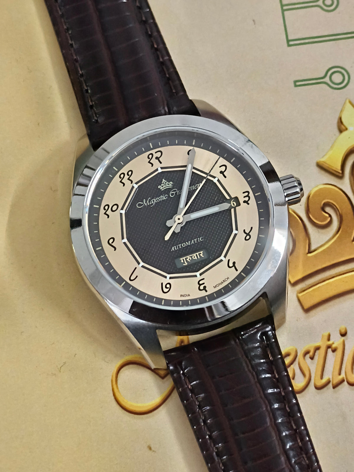 Majestic Craftsmen Monarch Bronze Devanagari Automatic Watch, Brand New