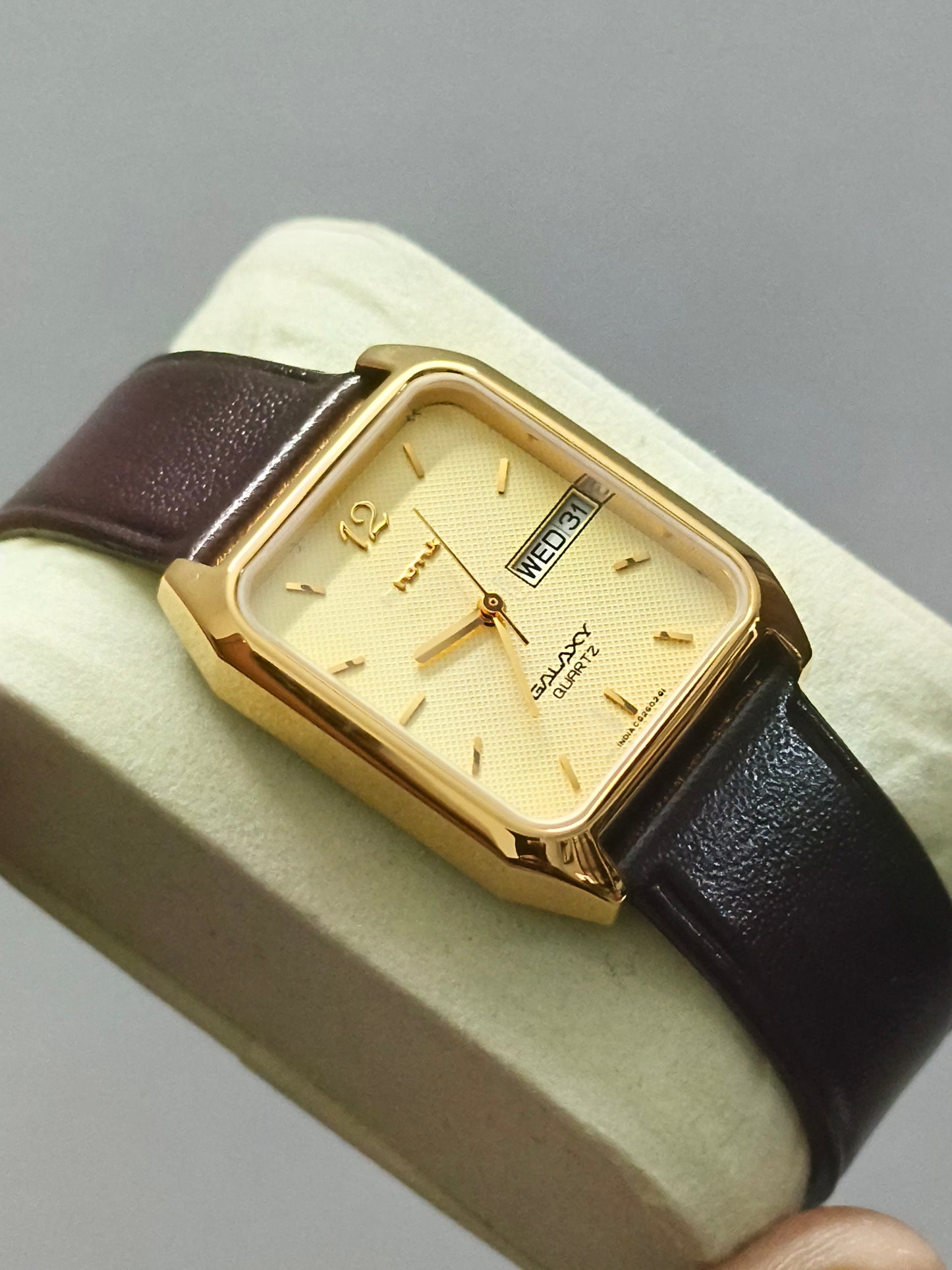 HMT Galaxy Quartz Tank Gold Toned Watch