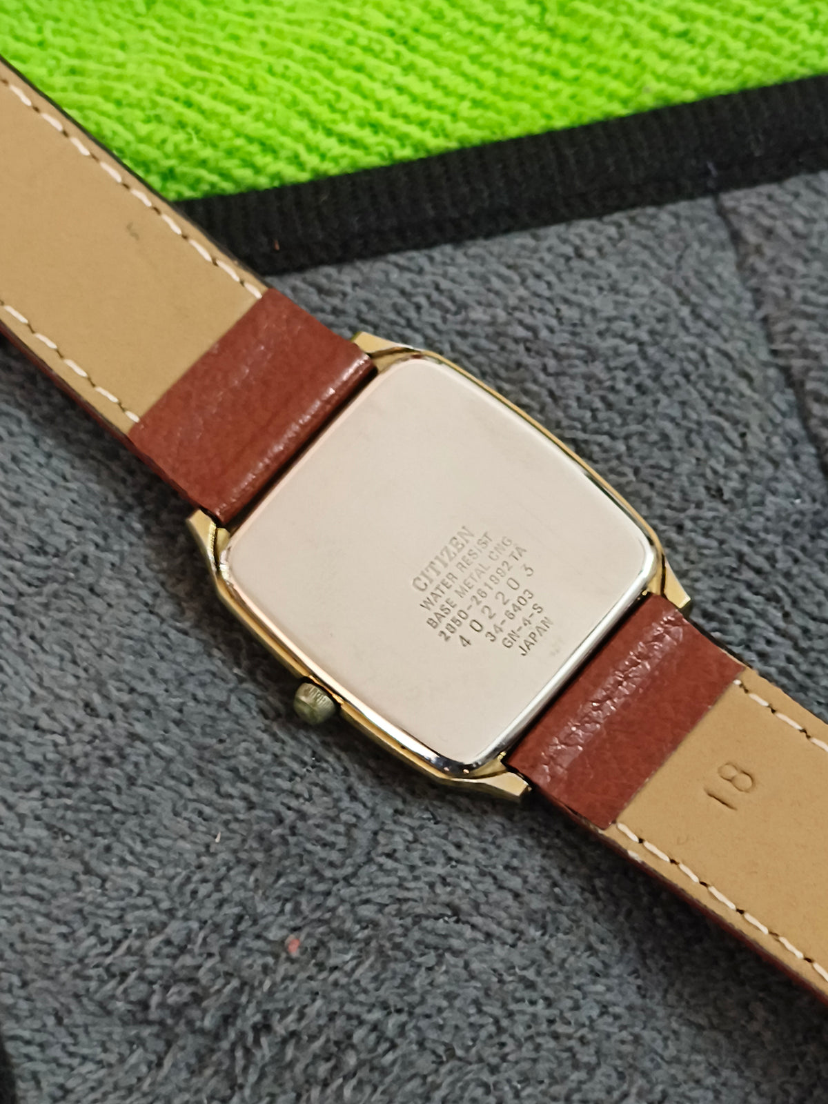 Citizen CQ Quartz “Tank” Gold-toned Watch with Day and Date