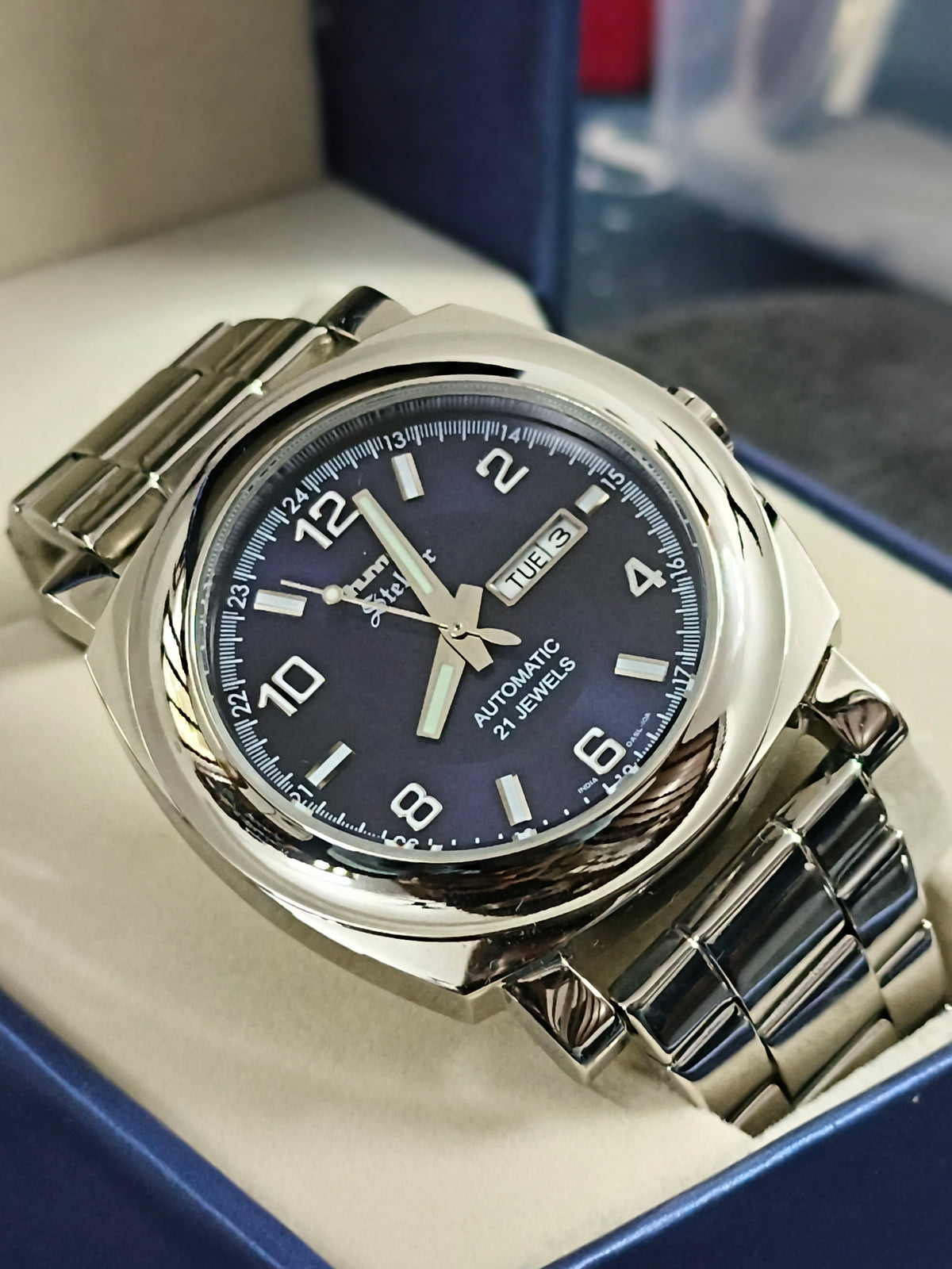 HMT Stellar Automatic 45mm Watch with a Black Dial, NOS