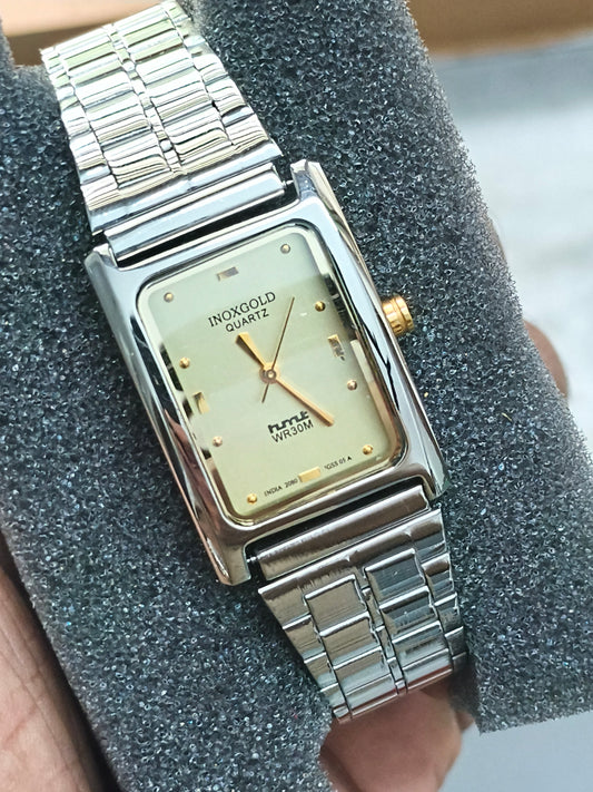 HMT INOX Tank Quartz Watch with Yellow Dial (IGSS 05)