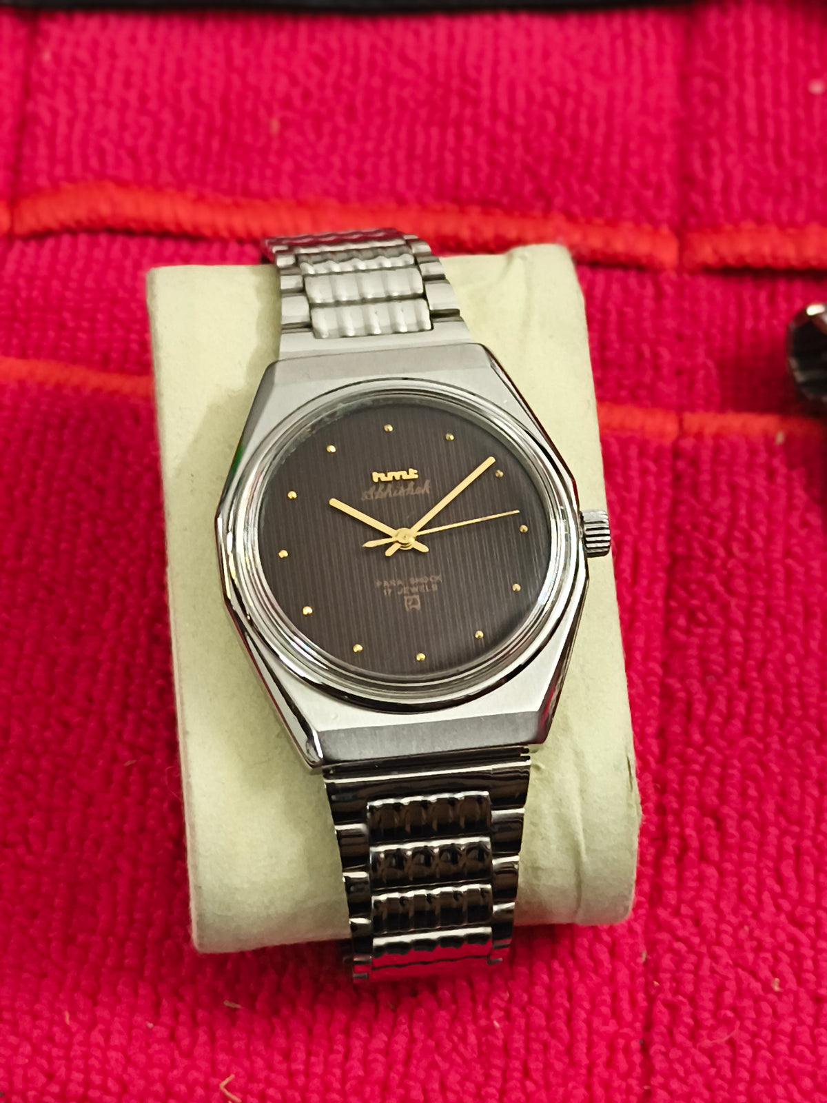 HMT Abhishek Hand-wound Neo-Vintage Watch with a Brown Vertical Pattern Dial