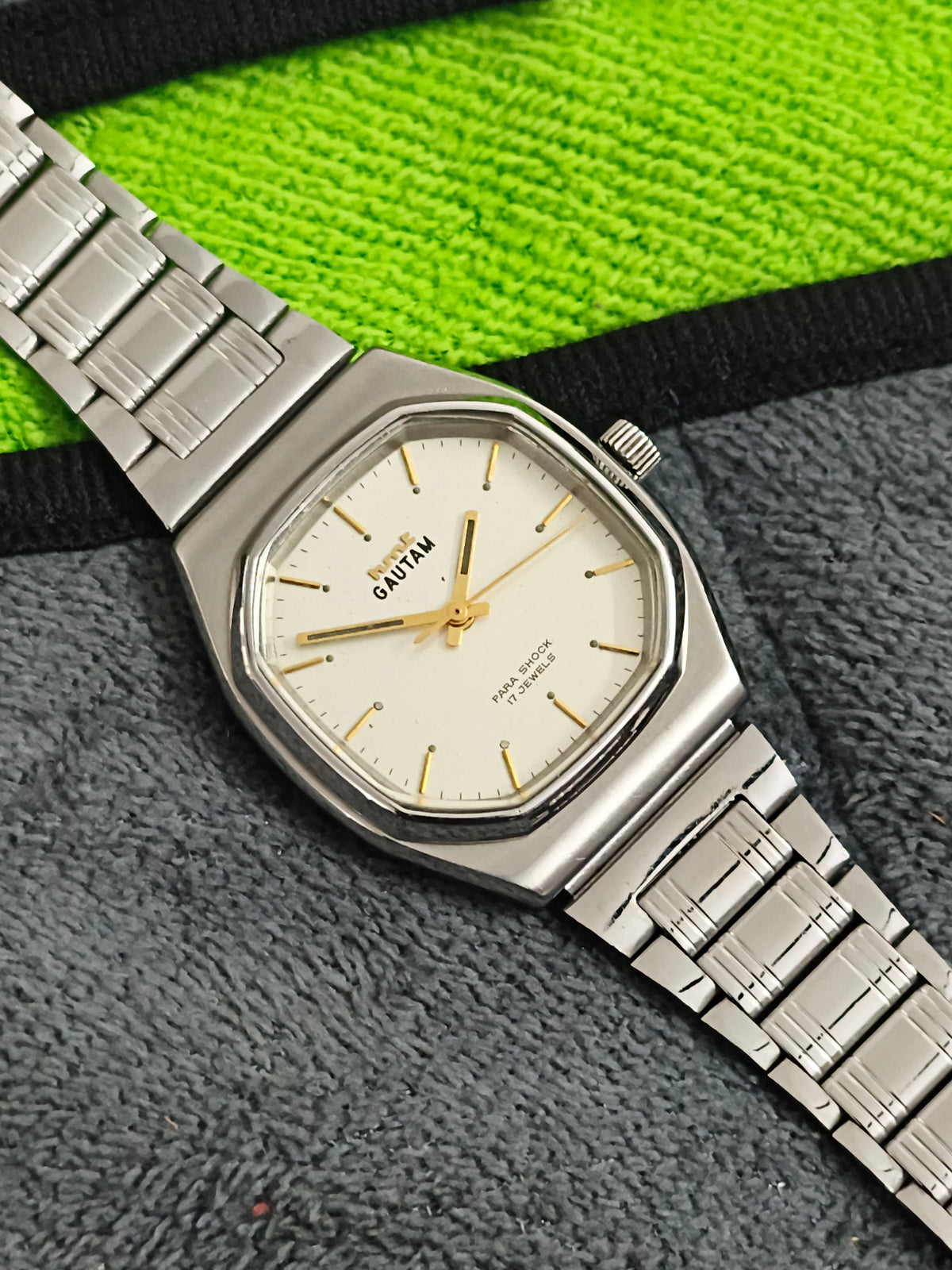 HMT Gautam Hand-wound Watch with a Champagne Vertical-brushed Dial