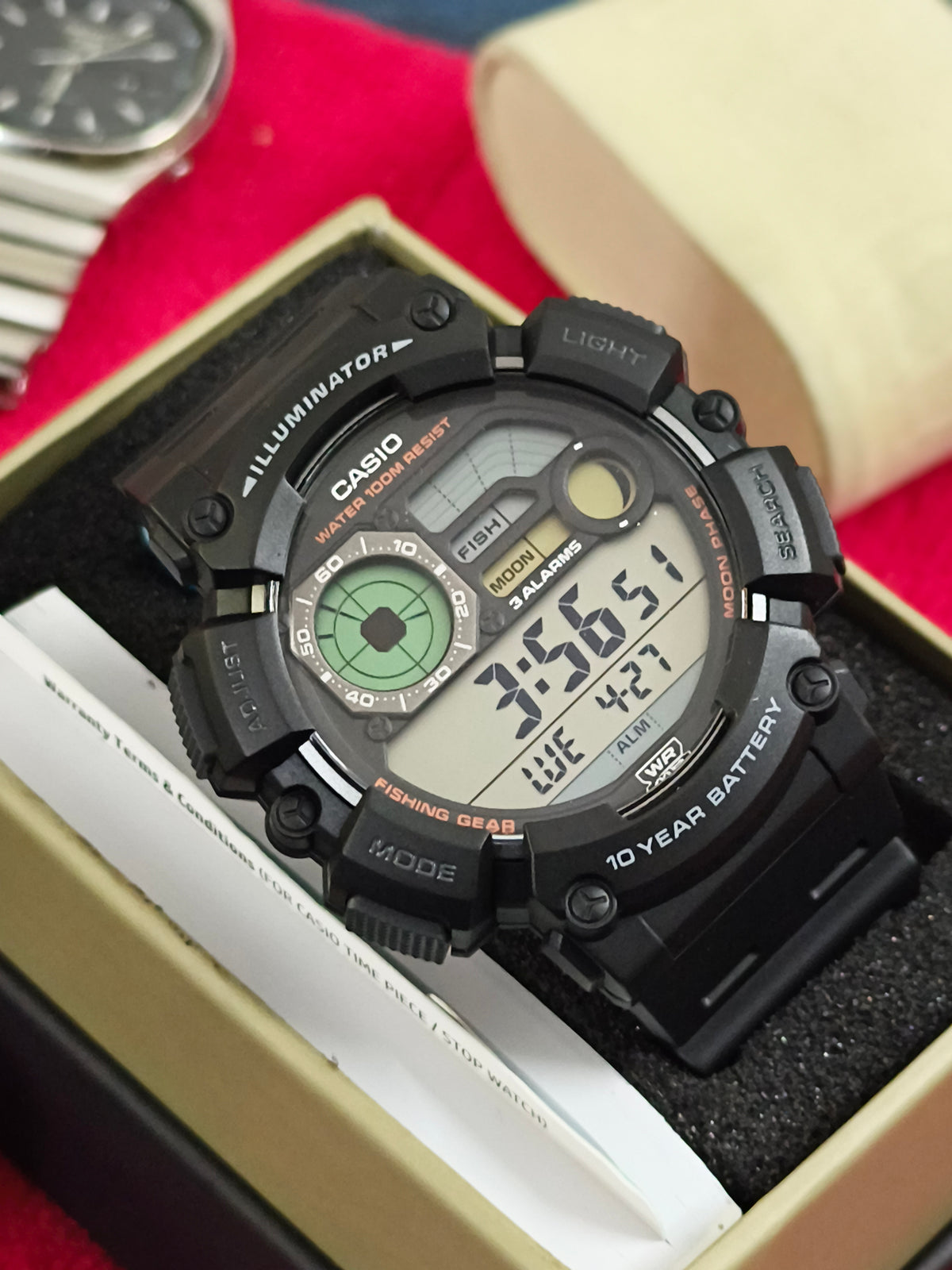 Casio WS-1500H-1AV Digital Sports Watch with Moon Phase and Fishing Level Indicator