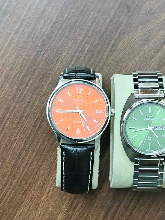 HMT Kohinoor Quartz Green and Plus Quartz Saffron Combo