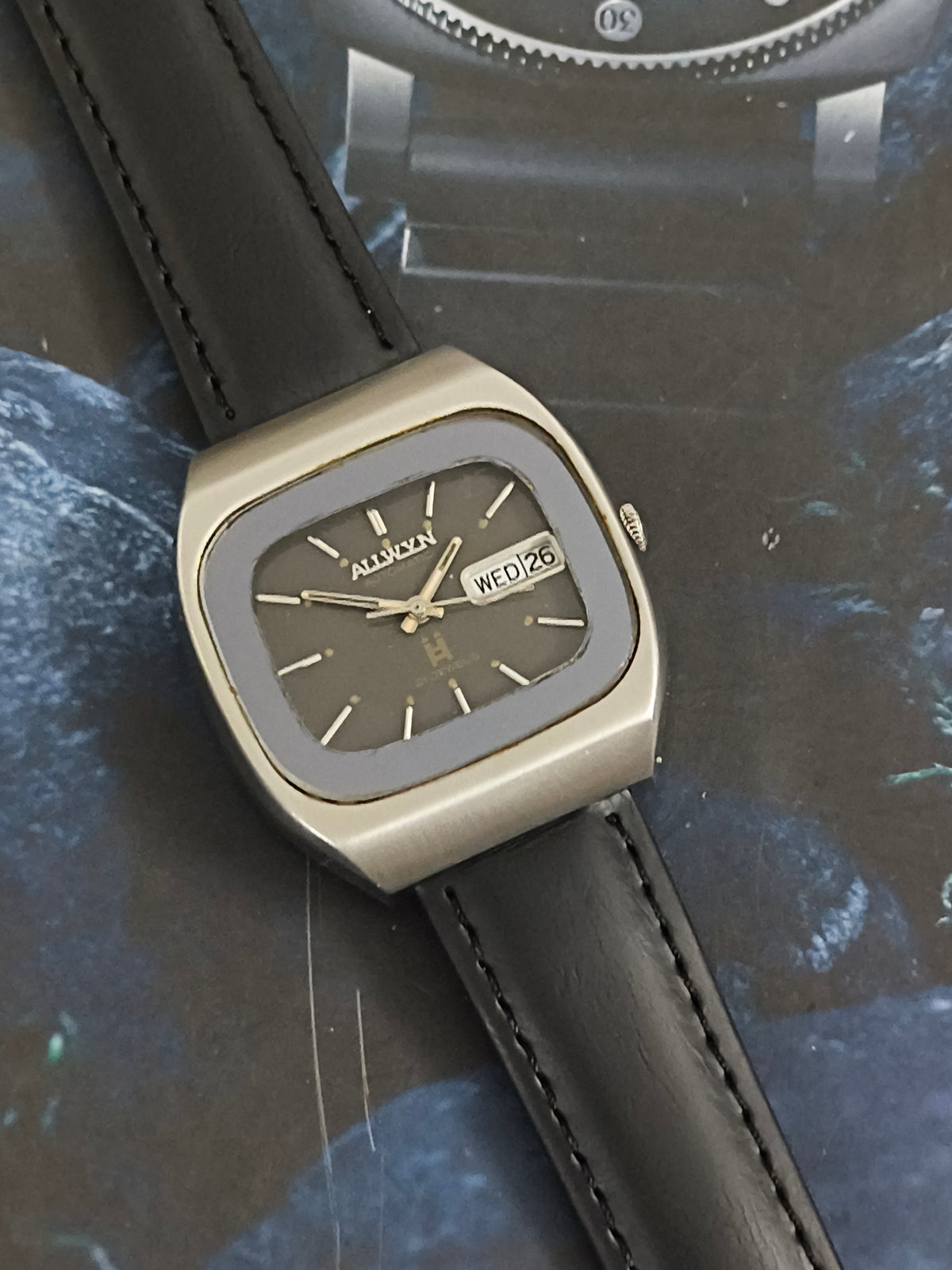 Allwyn Automatic Vintage Day Date Watch with a Black Dial