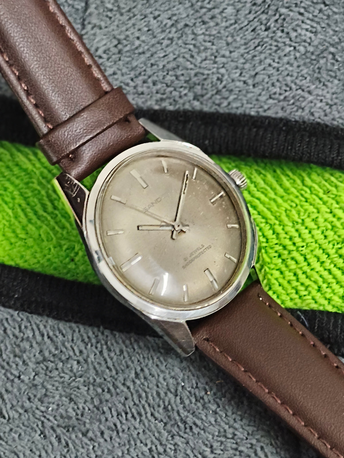 Sandoz Vintage Manual Winding watch with a Grey Dial