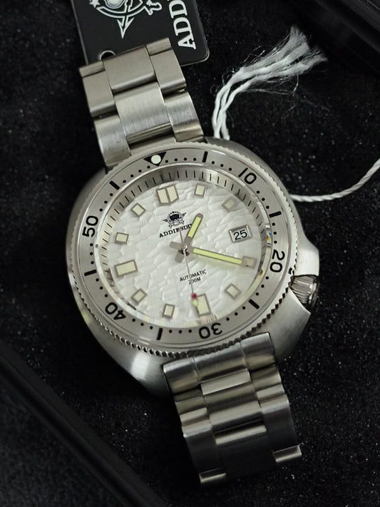 ADDIESDIVE Turtle White Automatic Dive Watch 1970 Captain Willard Homage, Pre-owned Watch