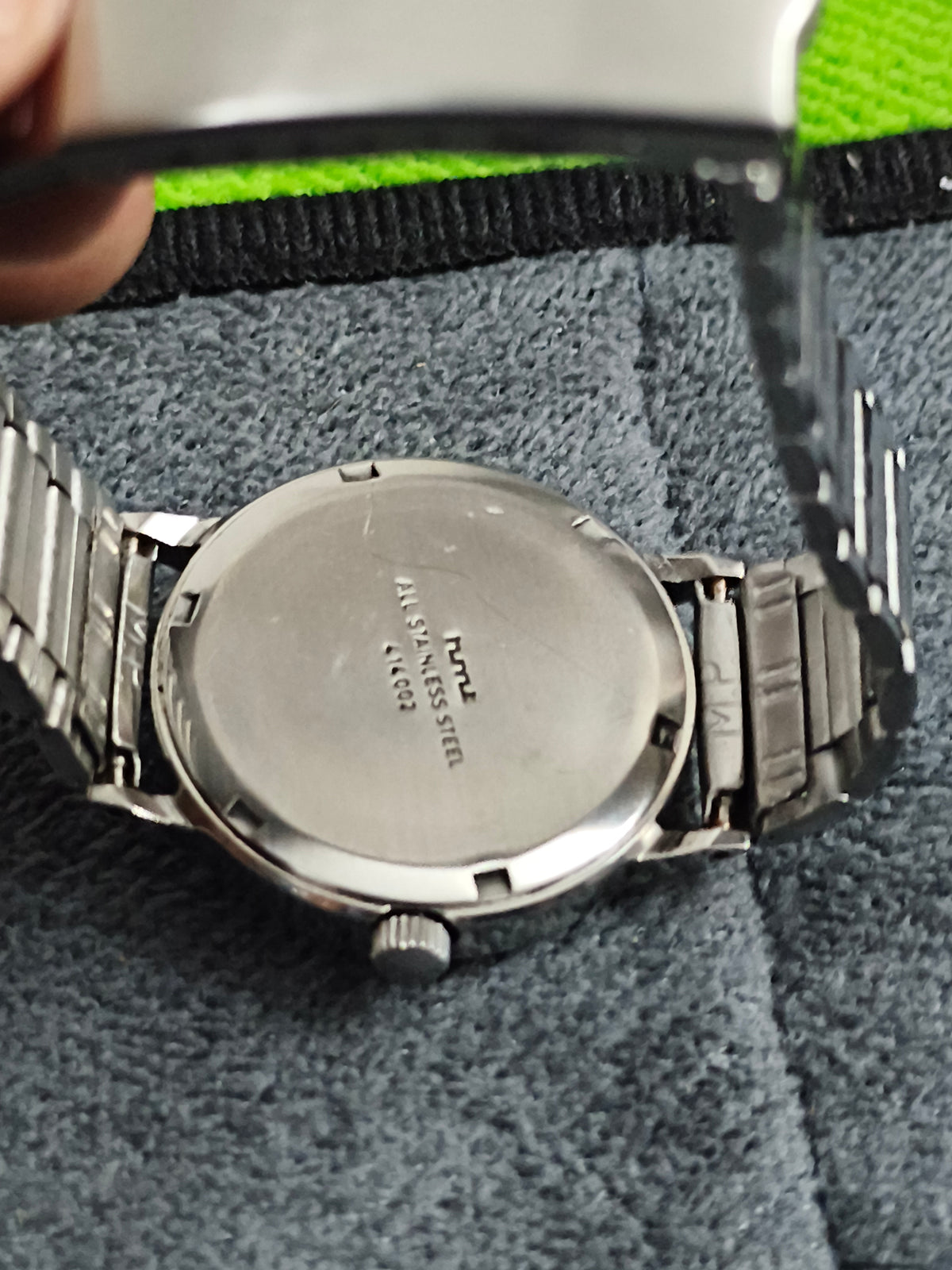 HMT akash mechanical watch white check dial-red seconds hand